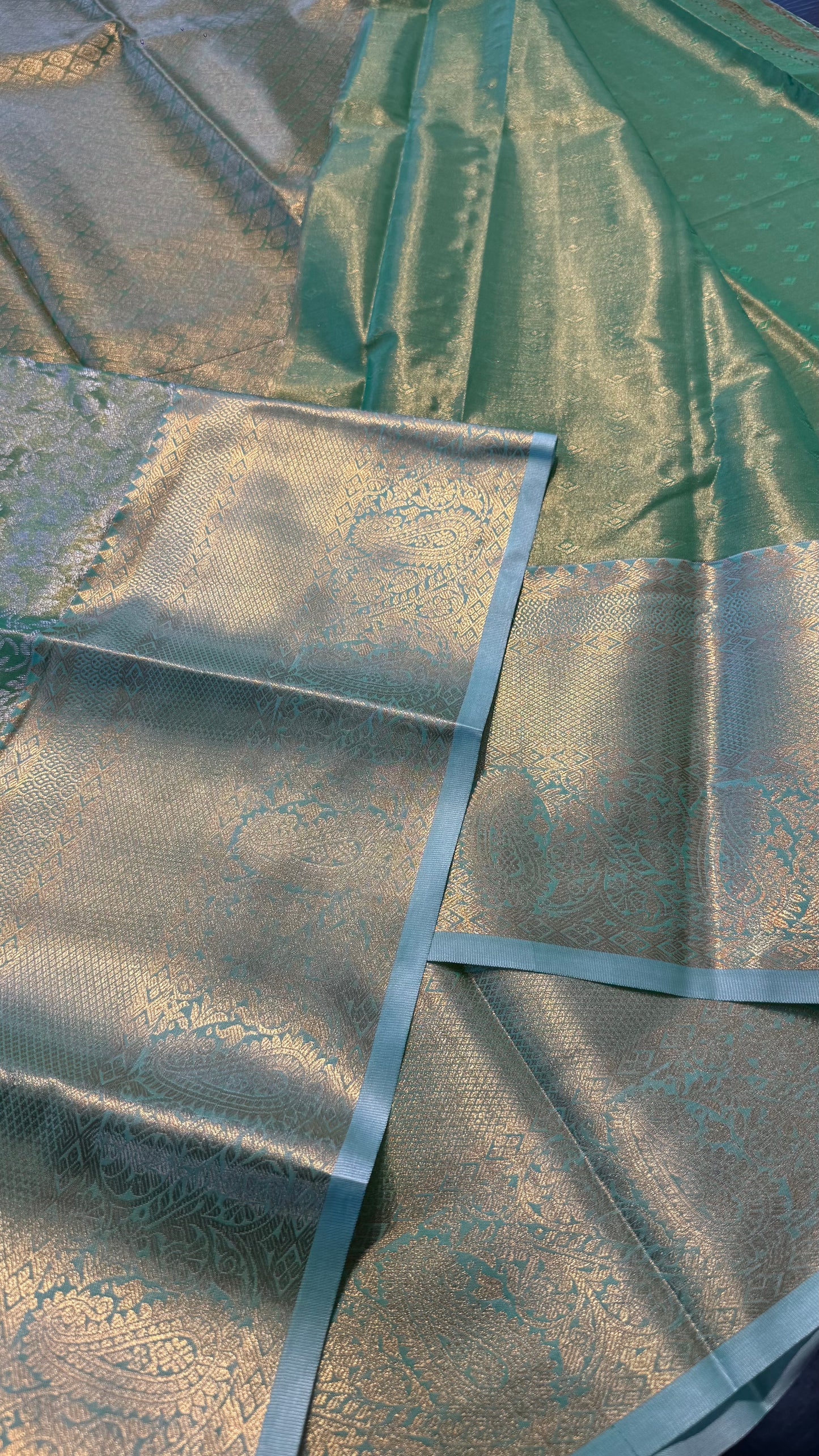 SEA GREEN SEMI SILK KANICHIPURAM SILK SAREE (SSKS22)