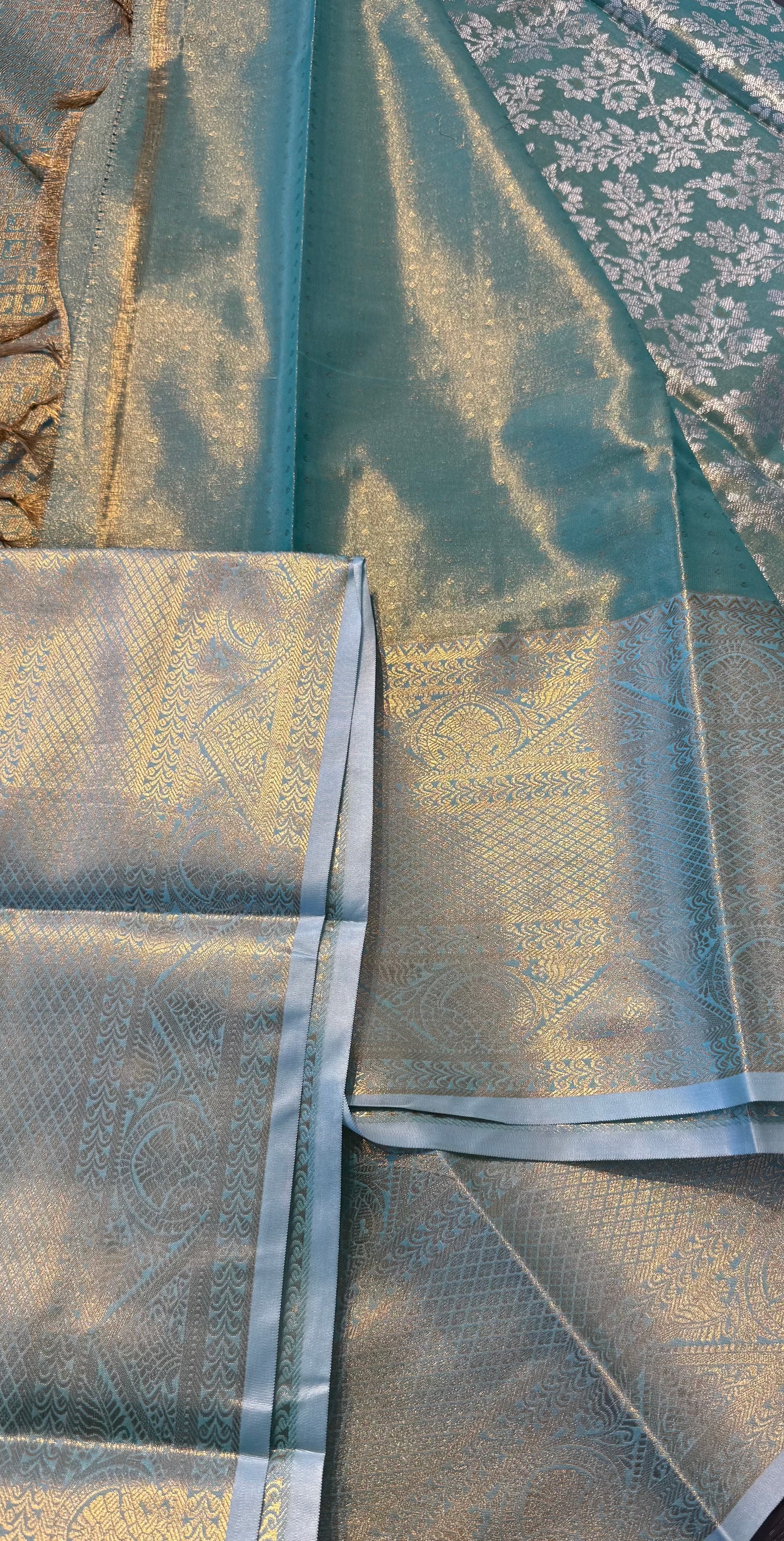 BLUE SEMI SILK KANICHIPURAM SILK SAREE (SSKS33)