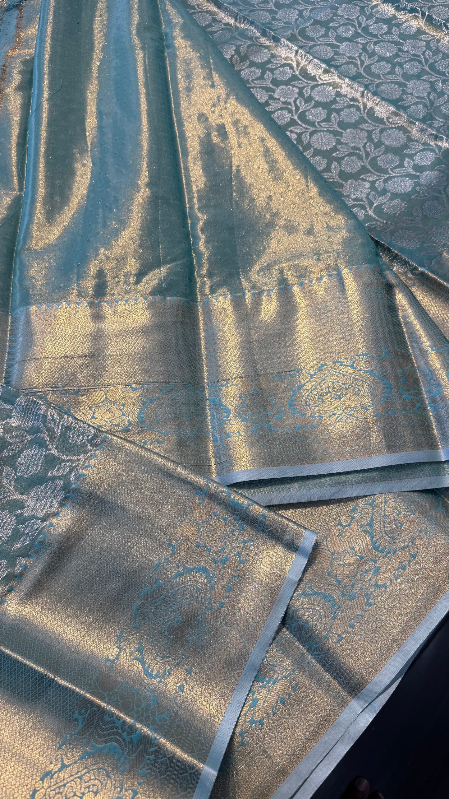 BLUE SEMI SILK KANICHIPURAM SILK SAREE (SSKS32)