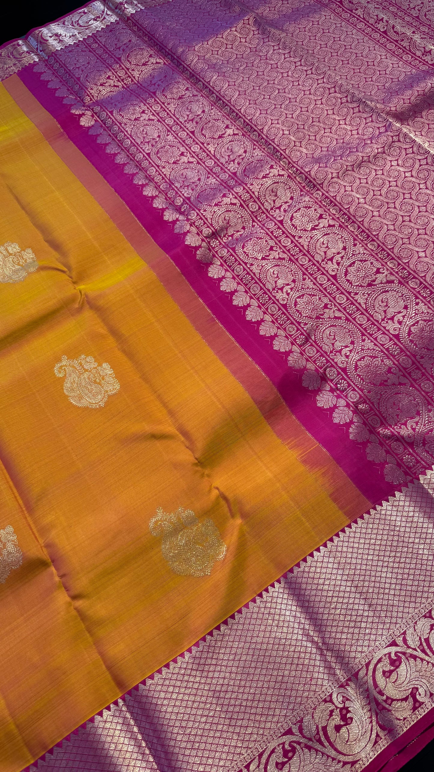 MANGO YELLOW HANDLOOM KANCHIPURAM SILK SAREE (KSS330)