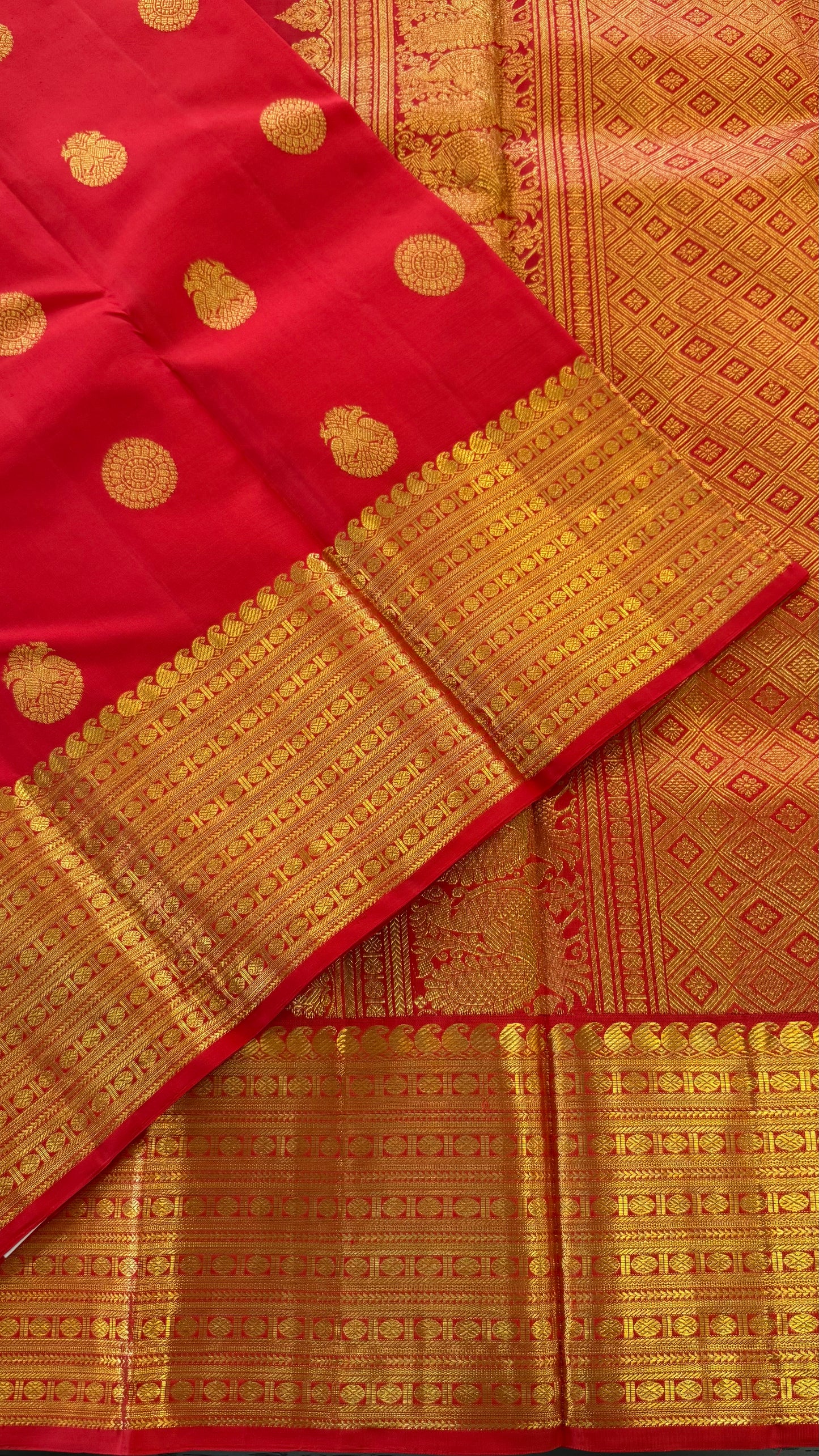 CHILI RED GOLD ZARI HANDLOOM KANICHIPURAM SILK SAREE (KSS173)