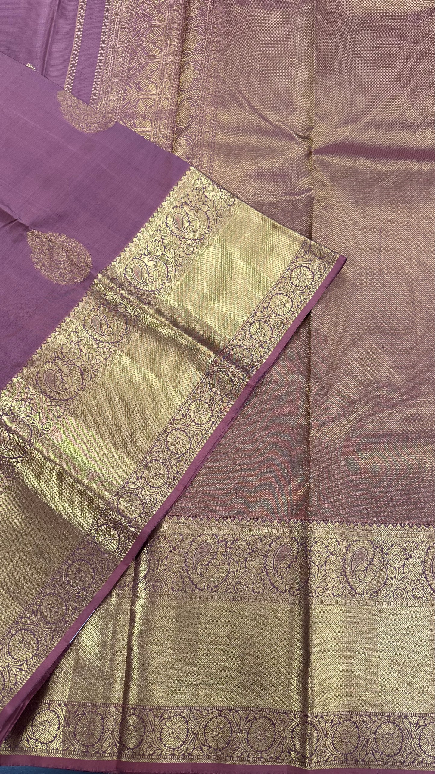 DUAL TONE PURPLE & ORANGE HANDLOOM PURE KANICHIPURAM SILK SAREE (KSS218)