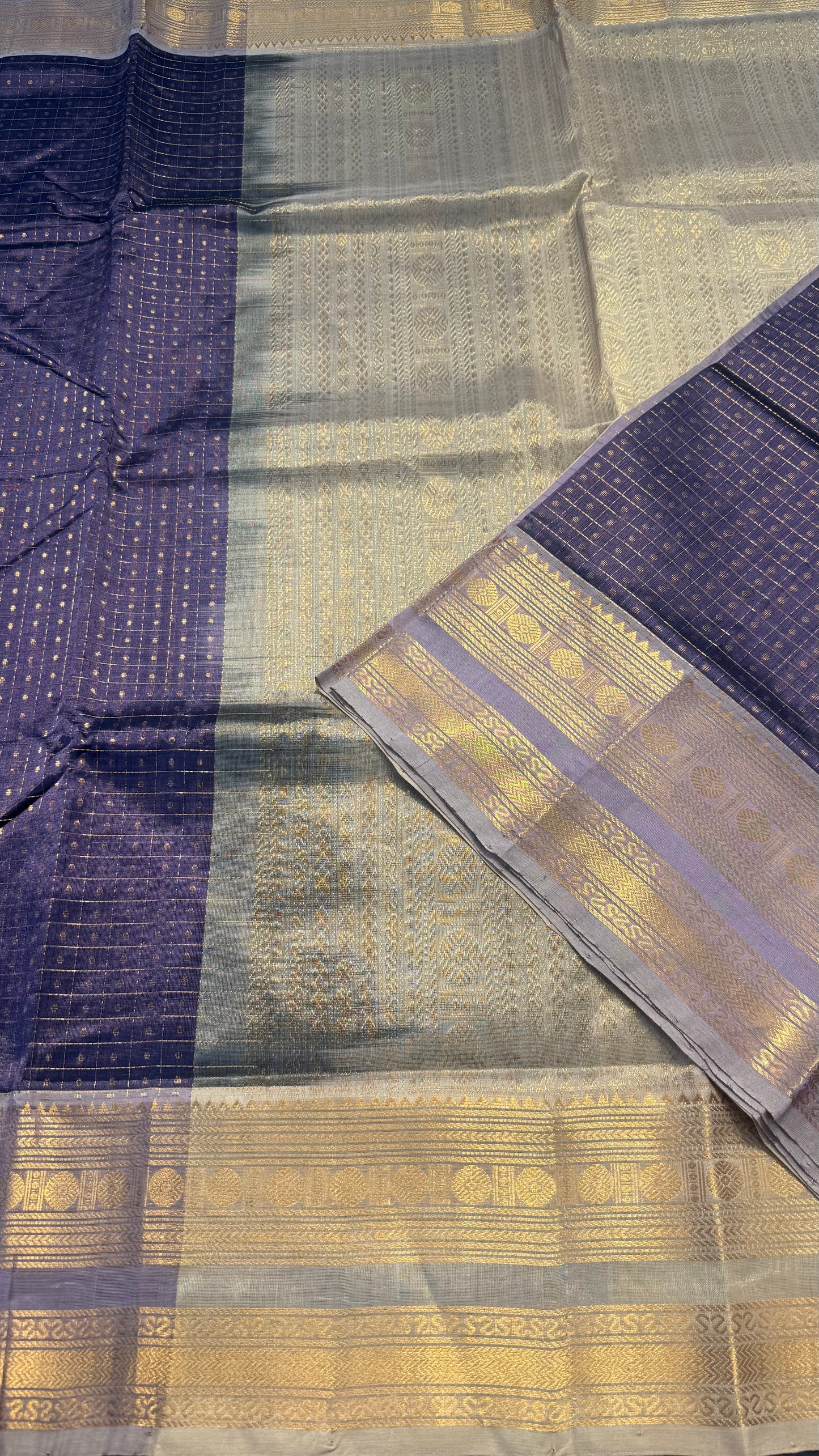LAKSHA DEEPAM TARO WITH CREAM HANDLOOM KANCHIPURAM SILK COTTON (KSC54)