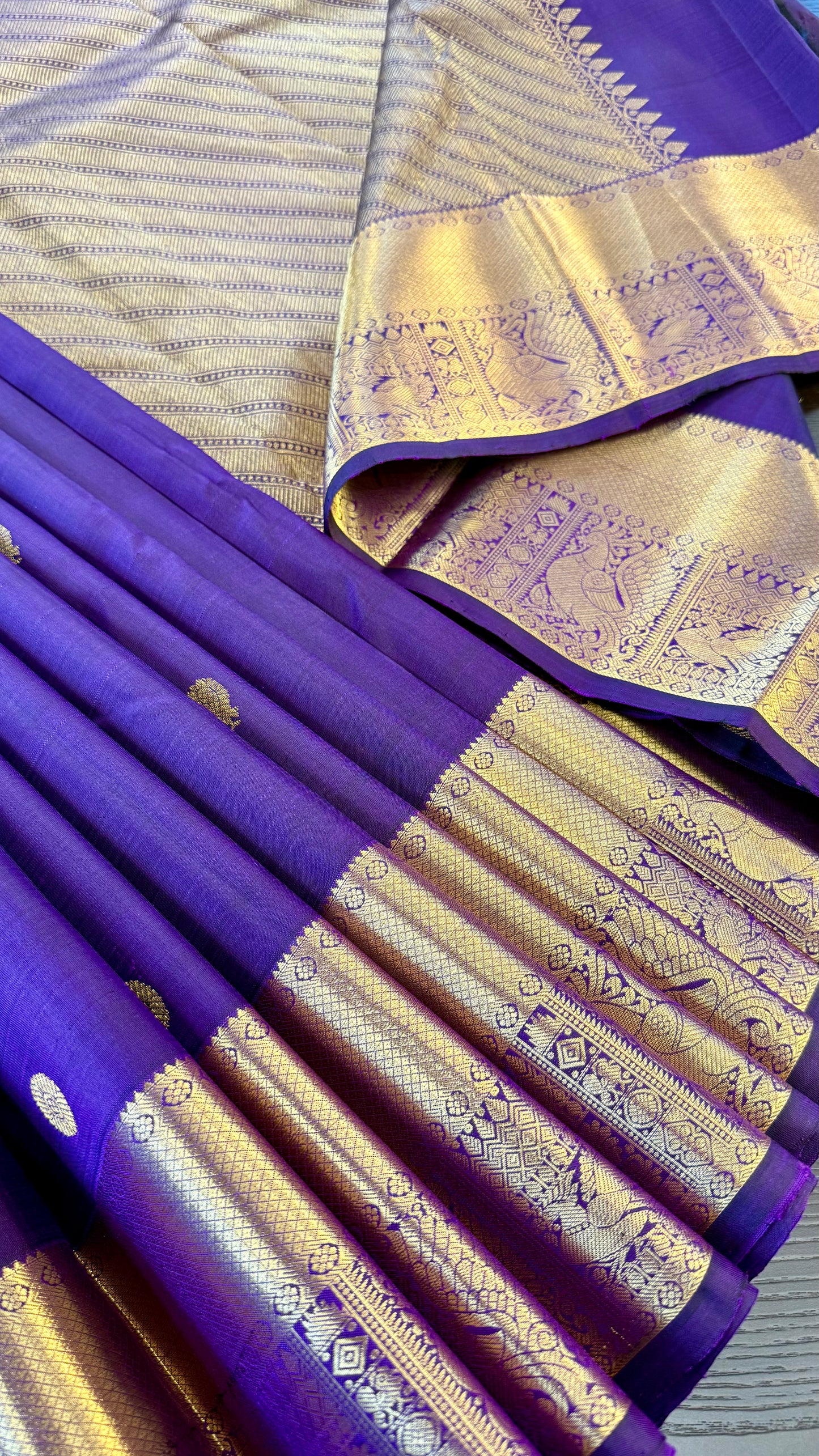 MULBERRY PURPLE GOLD ZARI HANDLOOM KANICHIPURAM SILK SAREE (KSS11)