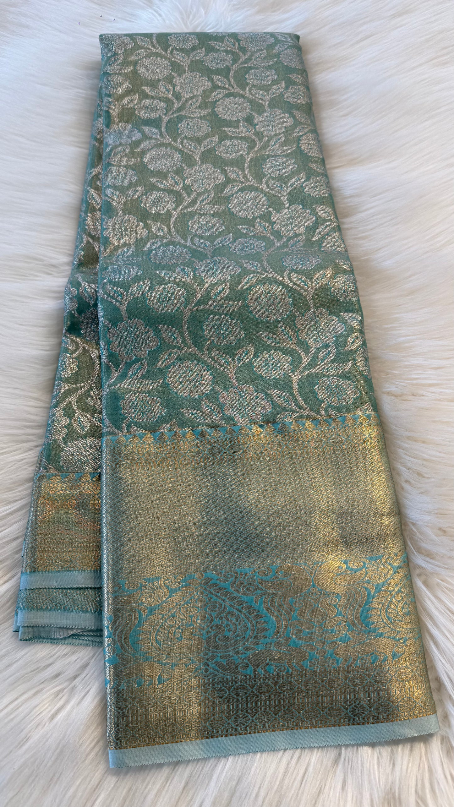 BLUE SEMI SILK KANICHIPURAM SILK SAREE (SSKS32)