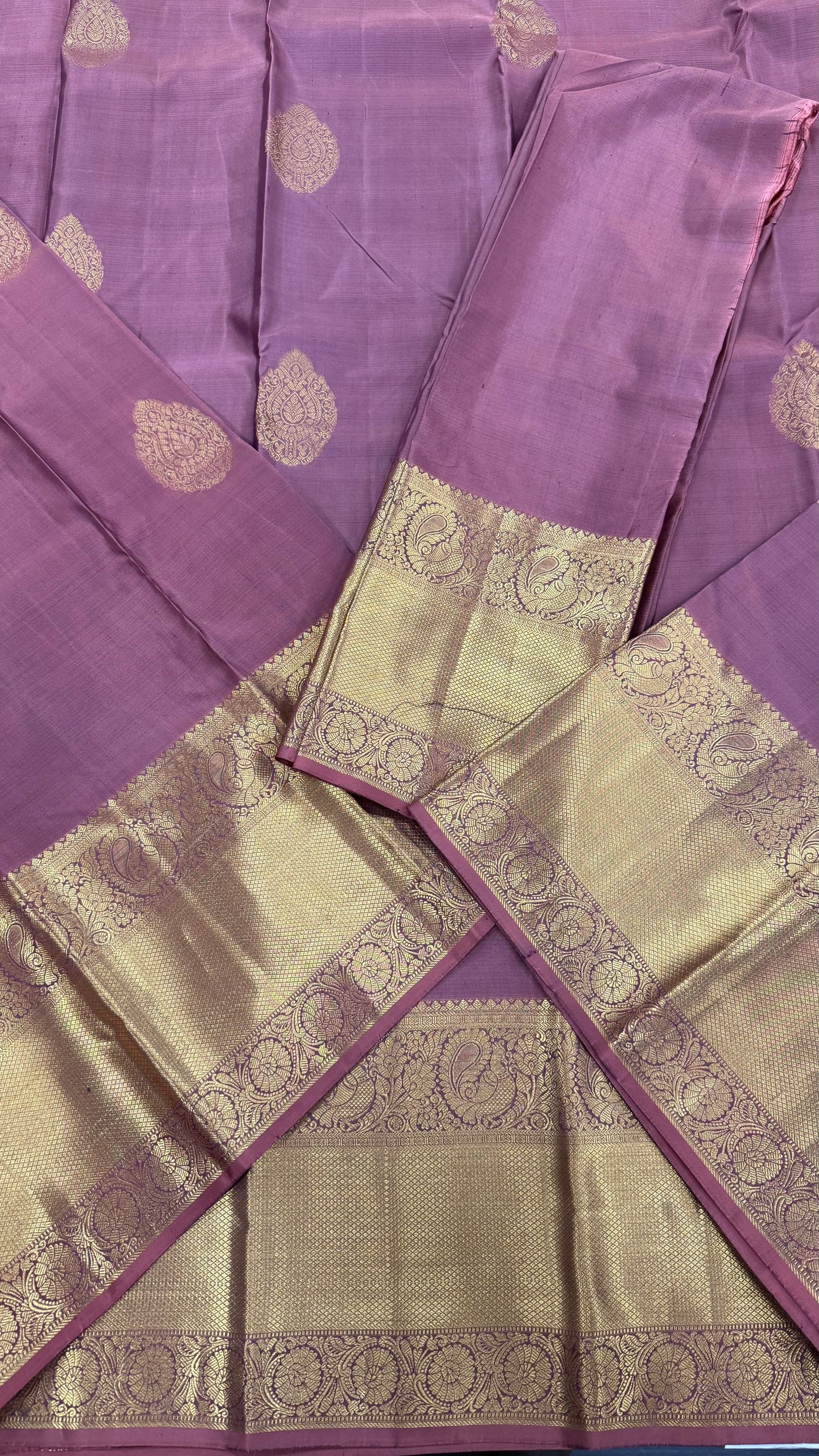 DUAL TONE PURPLE & ORANGE HANDLOOM PURE KANICHIPURAM SILK SAREE (KSS218)