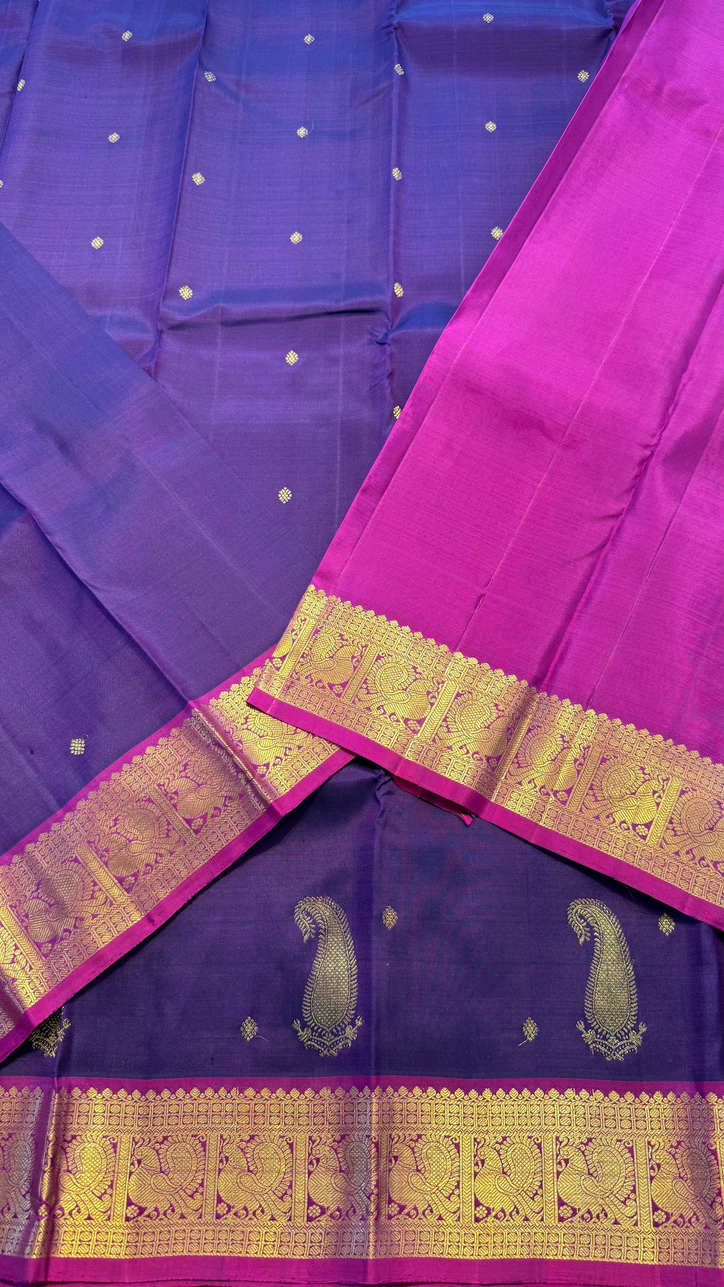 PURPLE WITH CONTRAST VADAMALLI PURPLE GOLD ZARI HANDLOOM KANCHIPURAM SILK SAREE (KSS162)
