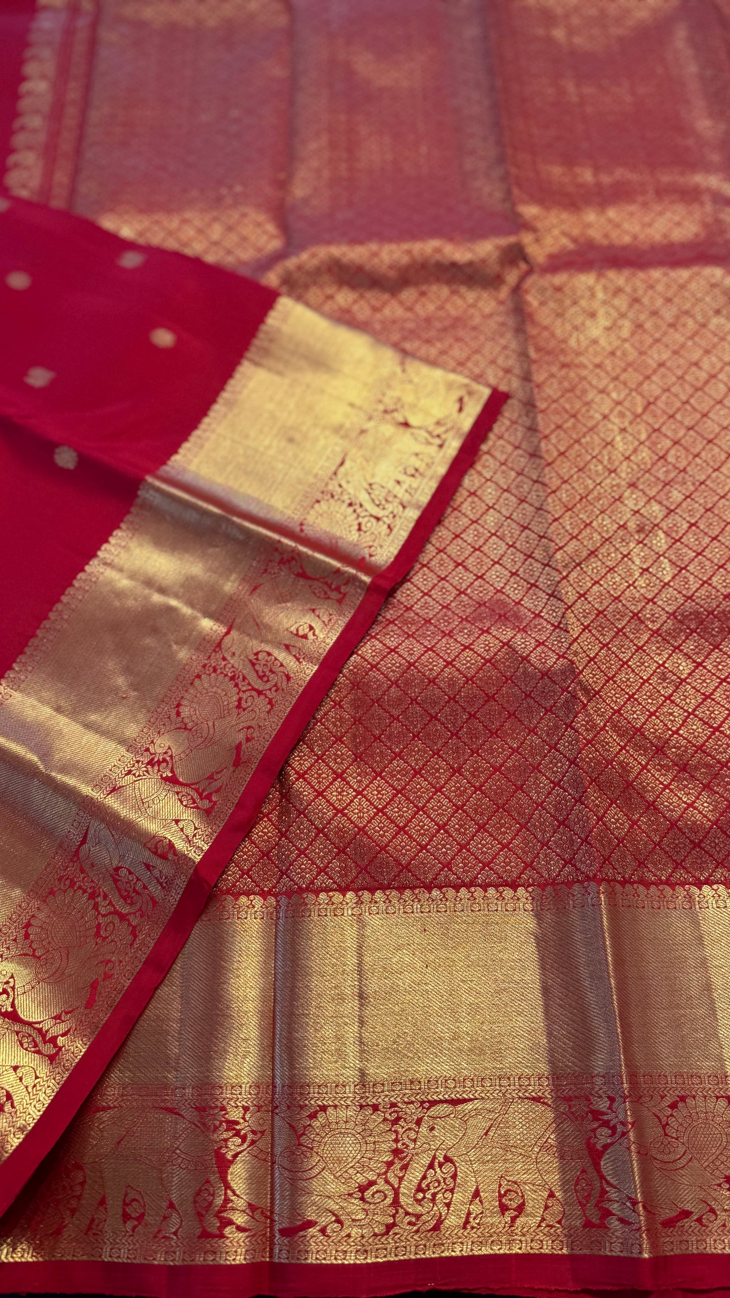 CHILLI RED GOLD ZARI HANDLOOM KANICHIPURAM SILK SAREE (KSS239)