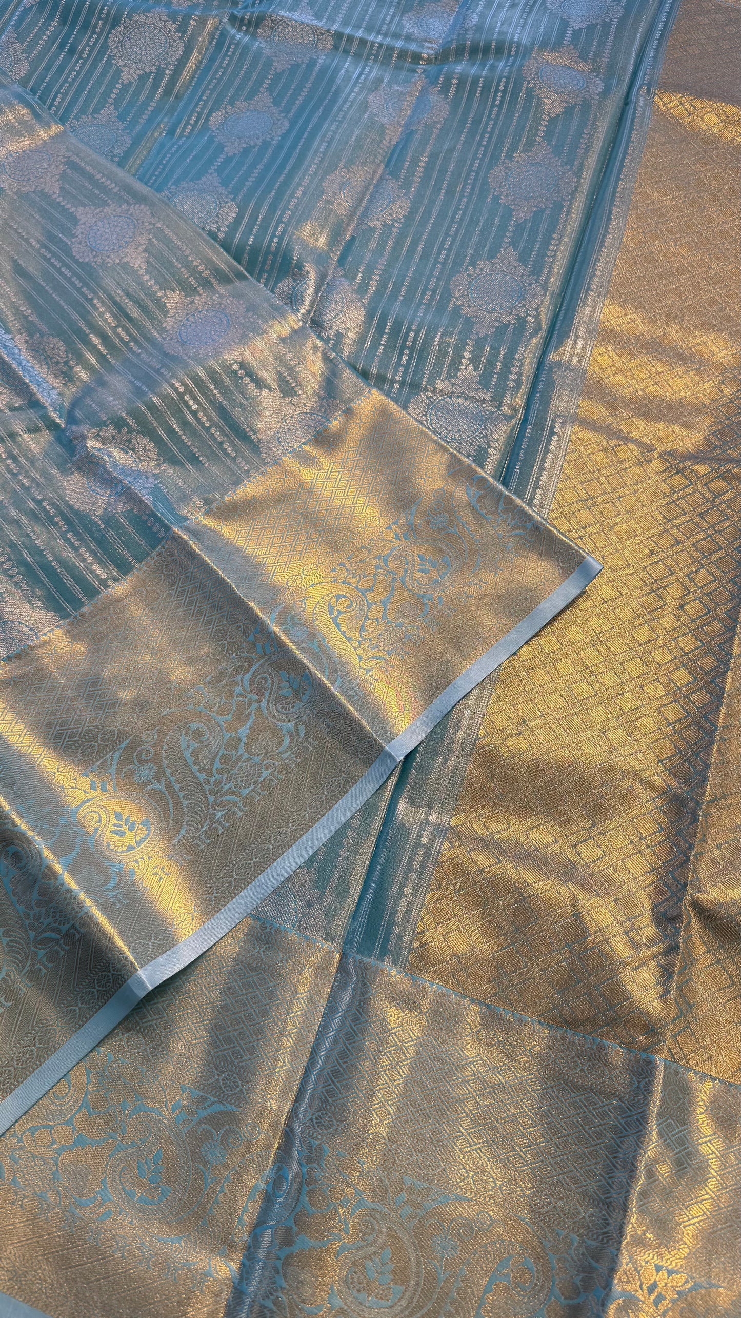 SKY BLUE SEMI SILK KANICHIPURAM SILK SAREE (SSKS27)