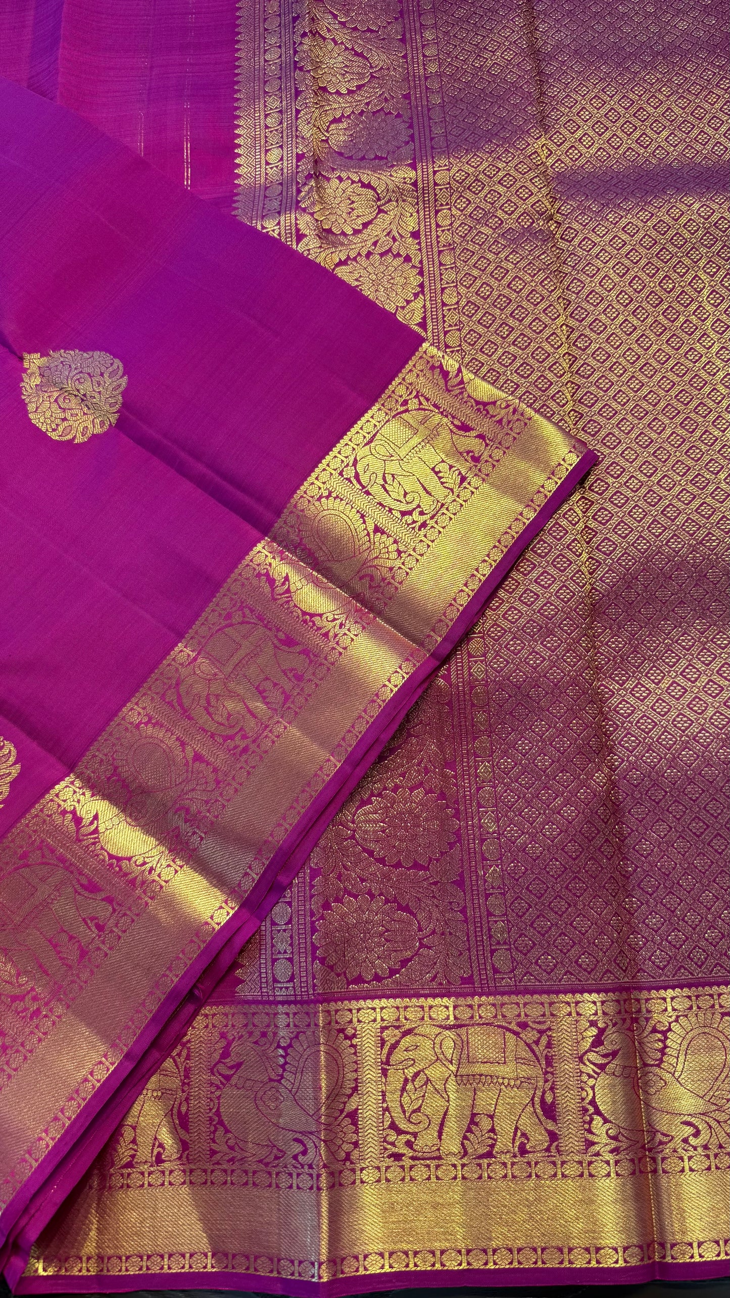DEEP PINK GOLD ZARI HANDLOOM KANCHIPURAM SILK SAREE (KSS332)