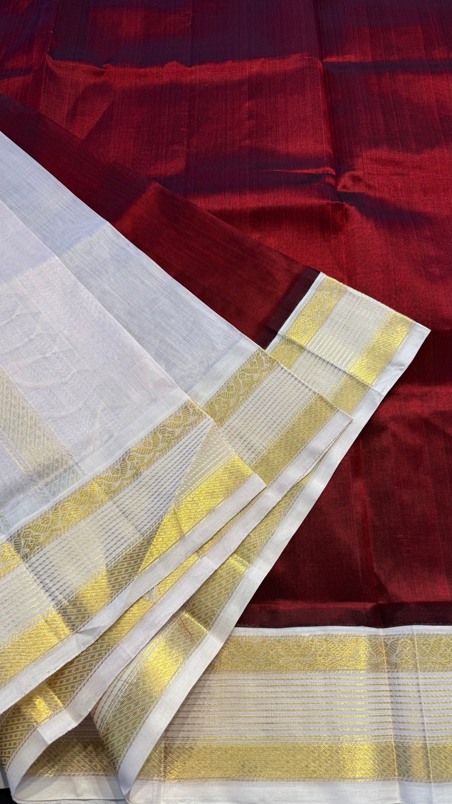 MAROON WITH CREAM HANDLOOM KANCHIPURAM SILK COTTON (KSC133)