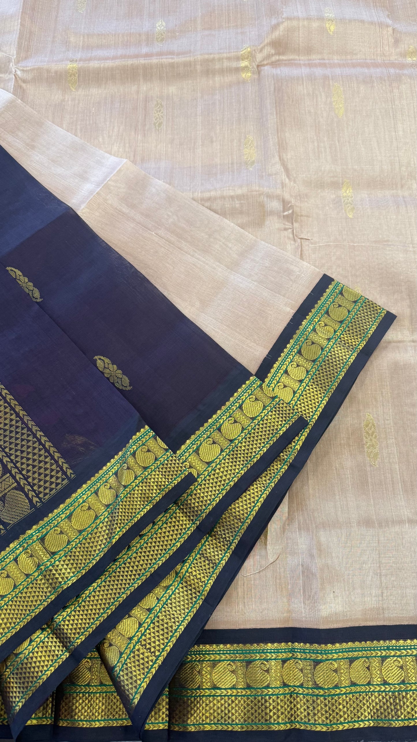 COFFEE & DARK BROWN KANCHIPURAM HANDLOOM SILK COTTON SAREE(KSC70)