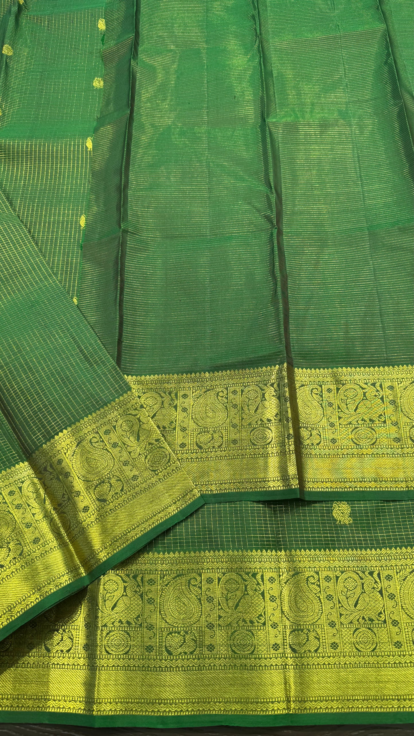 HUNTER GREEN PURE KANCHIPURAM HANDLOOM SILK SAREE SILK(KSS 573)