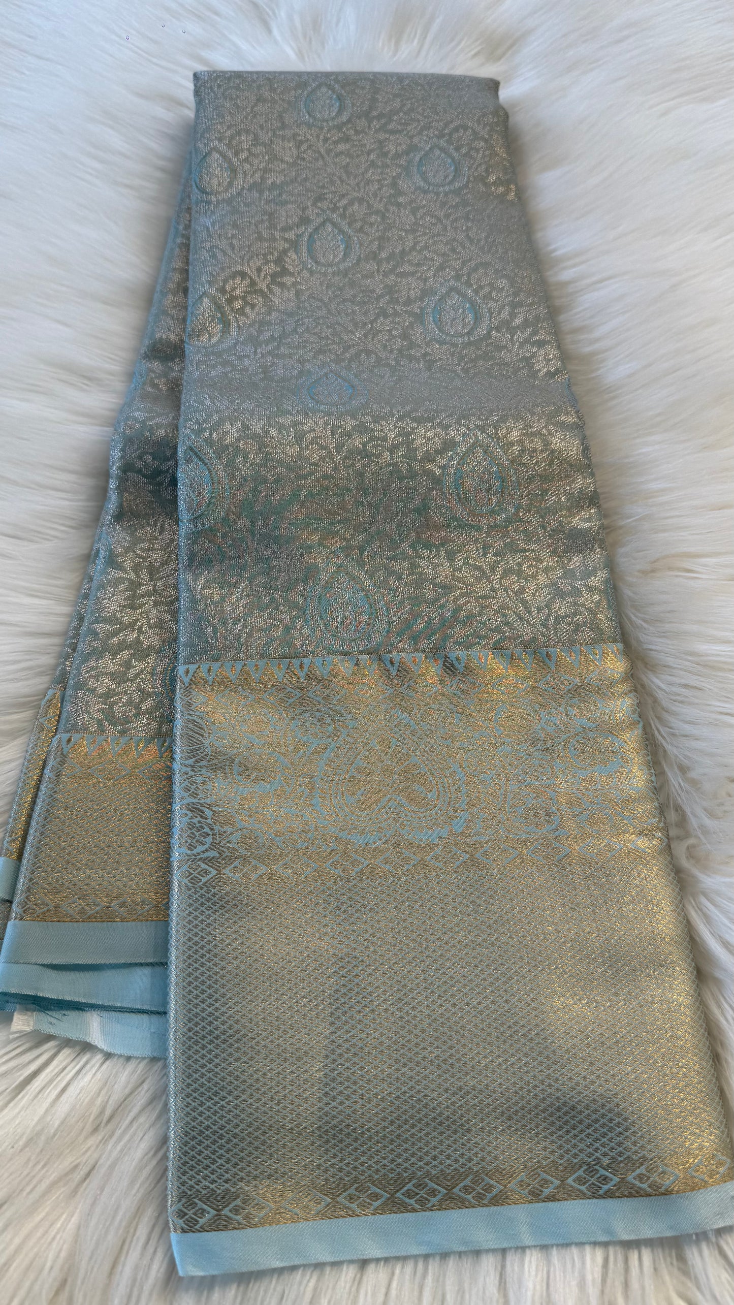 BLUE SEMI SILK KANICHIPURAM SILK SAREE (SSKS29)