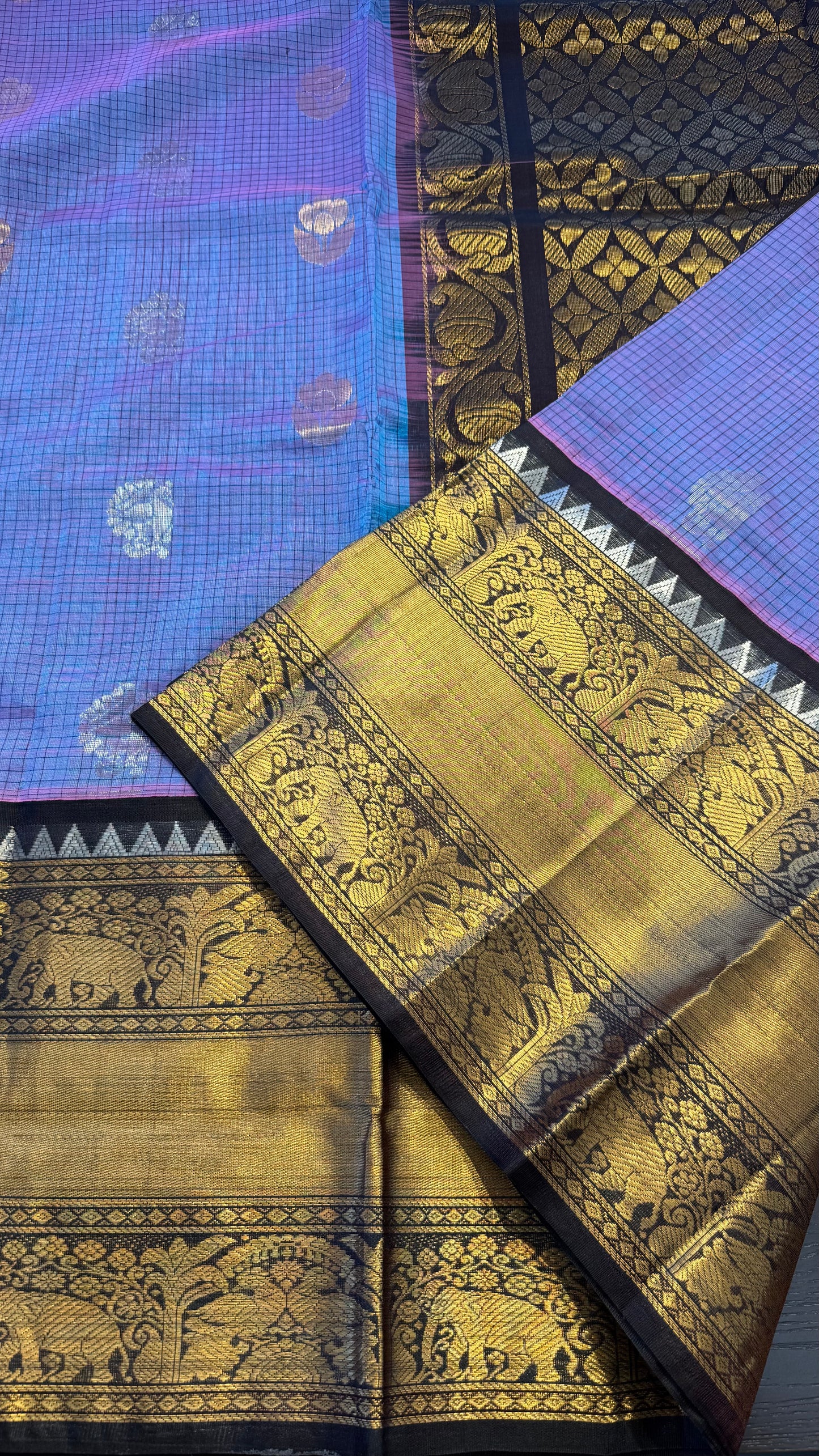 DUAL TONE PINK PURPLE WITH CONTRAST DARK BROWN MANGALAGIRI SILK COTTON (MSC04)