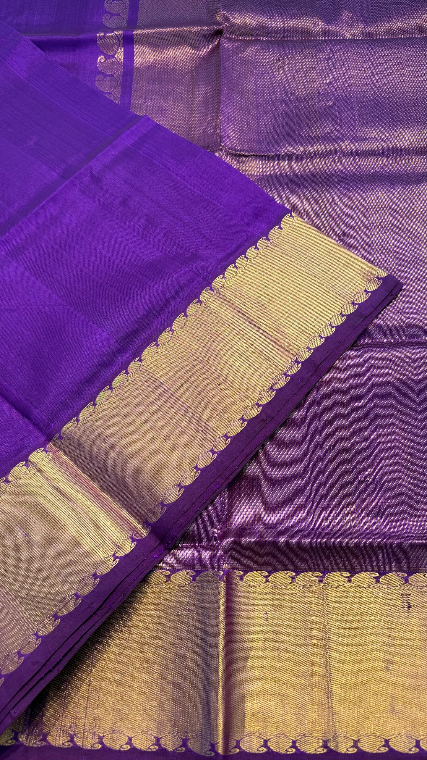 VADAMALLI PURPLE GOLD BORDER HANDLOOM KANCHIPURAM SILK COTTON (KSC08)