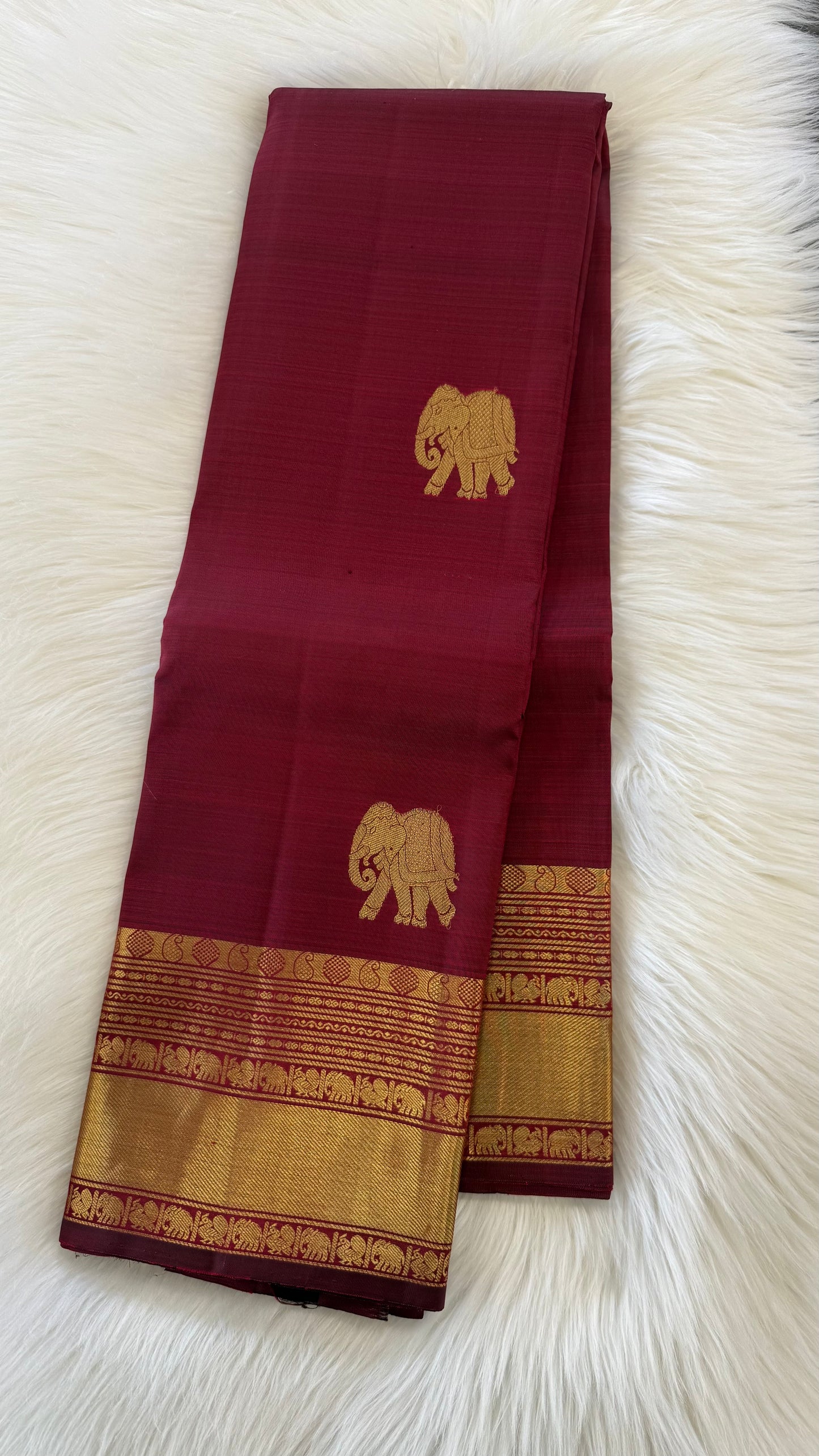 MAROON GOLD ZARI HANDLOOM KANICHIPURAM SILK SAREE (KSS192)