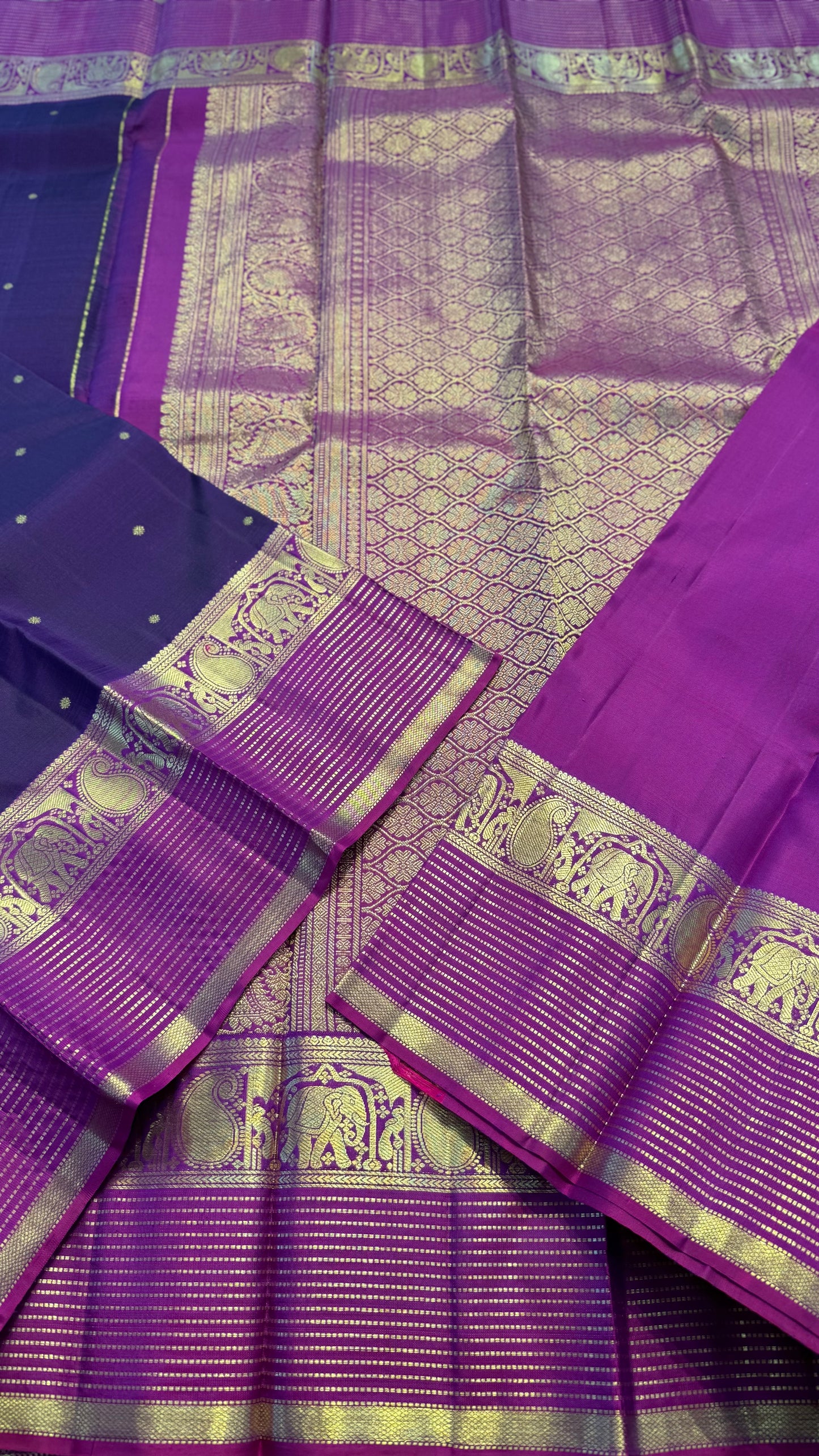 DARK PURPLE WITH VADAMALLI PURPLE GOLD ZARI HANDLOOM KANICHIPURAM SILK SAREE (KSS249)