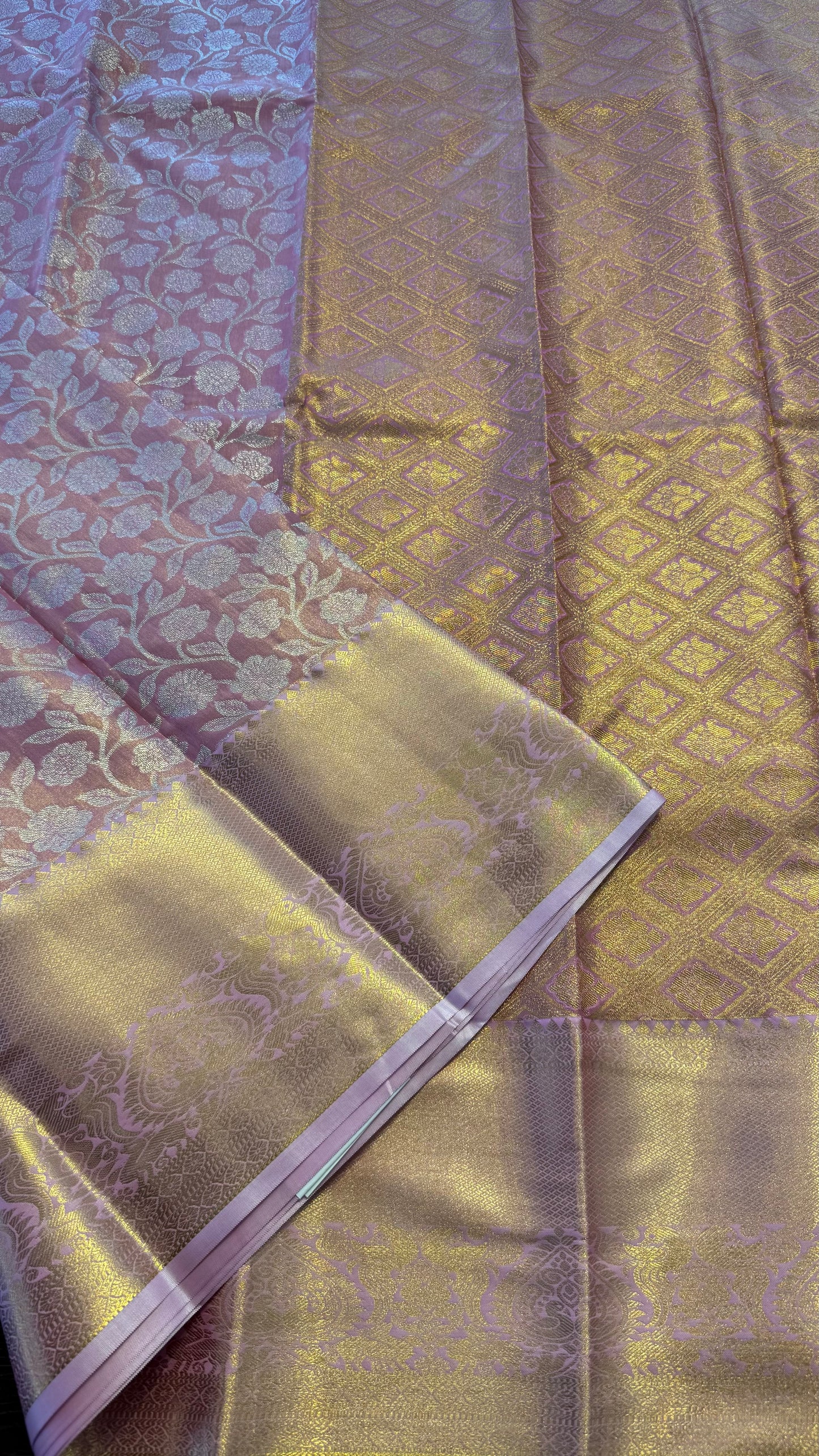 LAVENDER ROSE SEMI SILK KANICHIPURAM SILK SAREE (SSKS09)