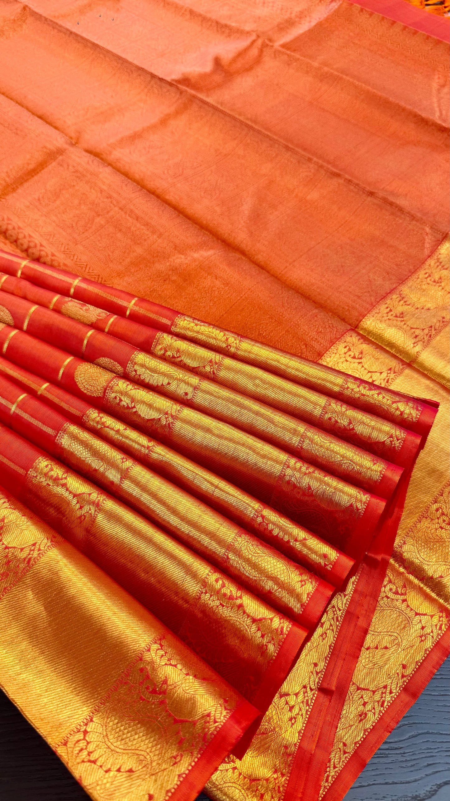 FANTA ORANGE KATTAM HANDLOOM KANICHIPURAM SILK SAREE (KSS09)