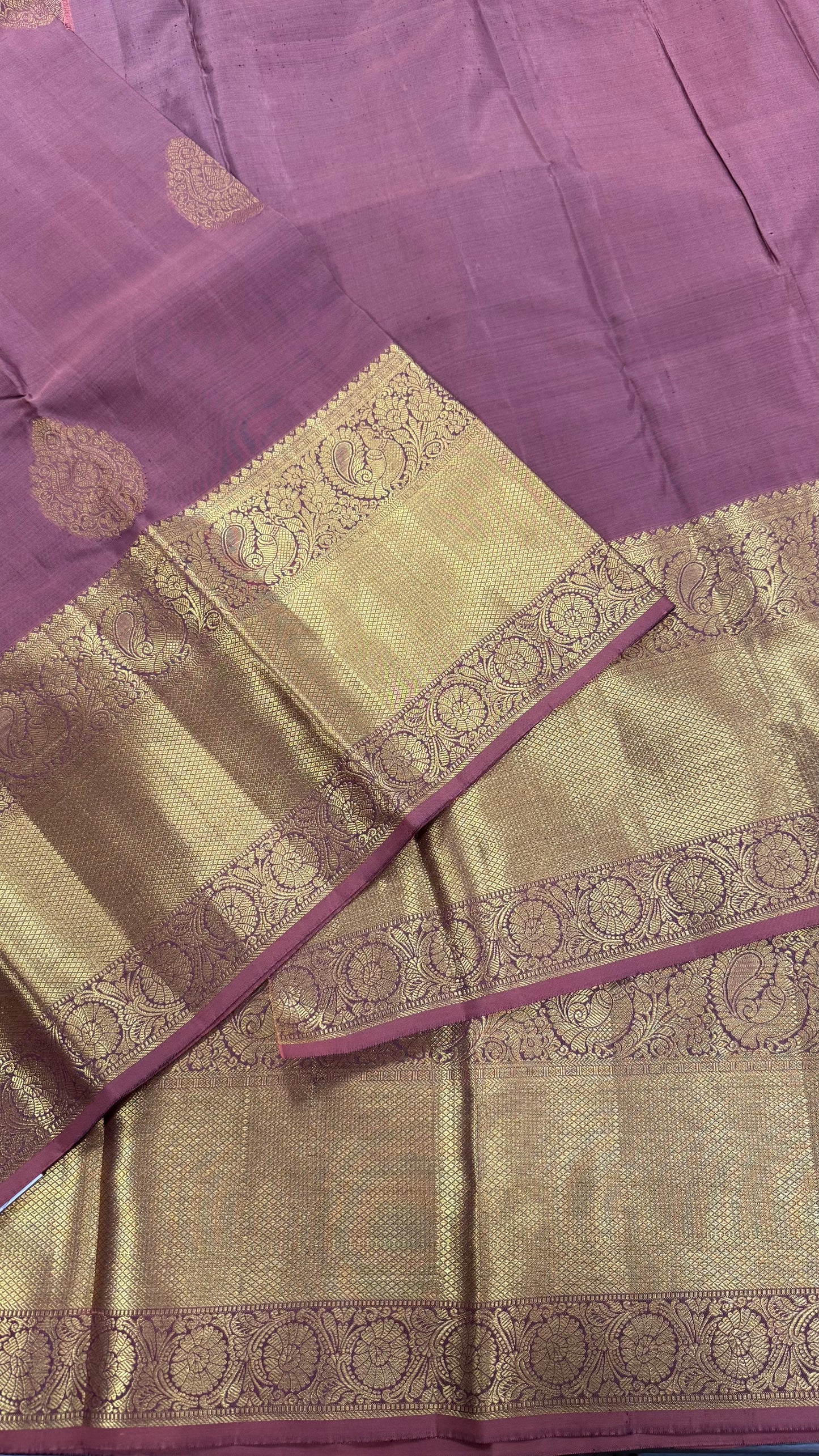 DUAL TONE PURPLE & ORANGE HANDLOOM PURE KANICHIPURAM SILK SAREE (KSS218)