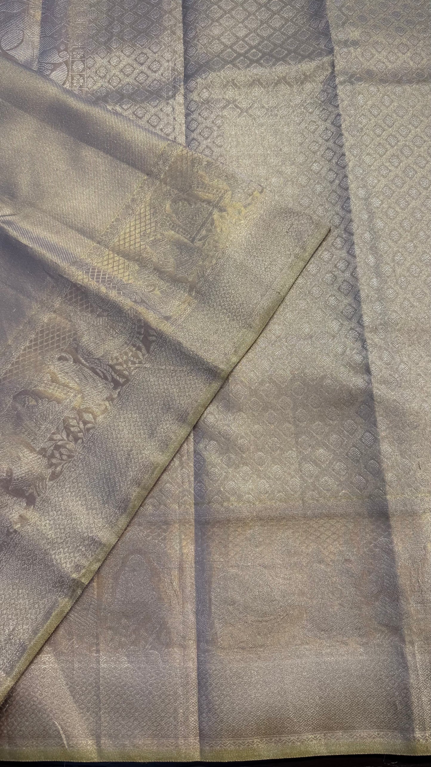 PALE GOLD FULL ZARI HANDLOOM KANCHIPURAM SILK SAREE (KSS441)