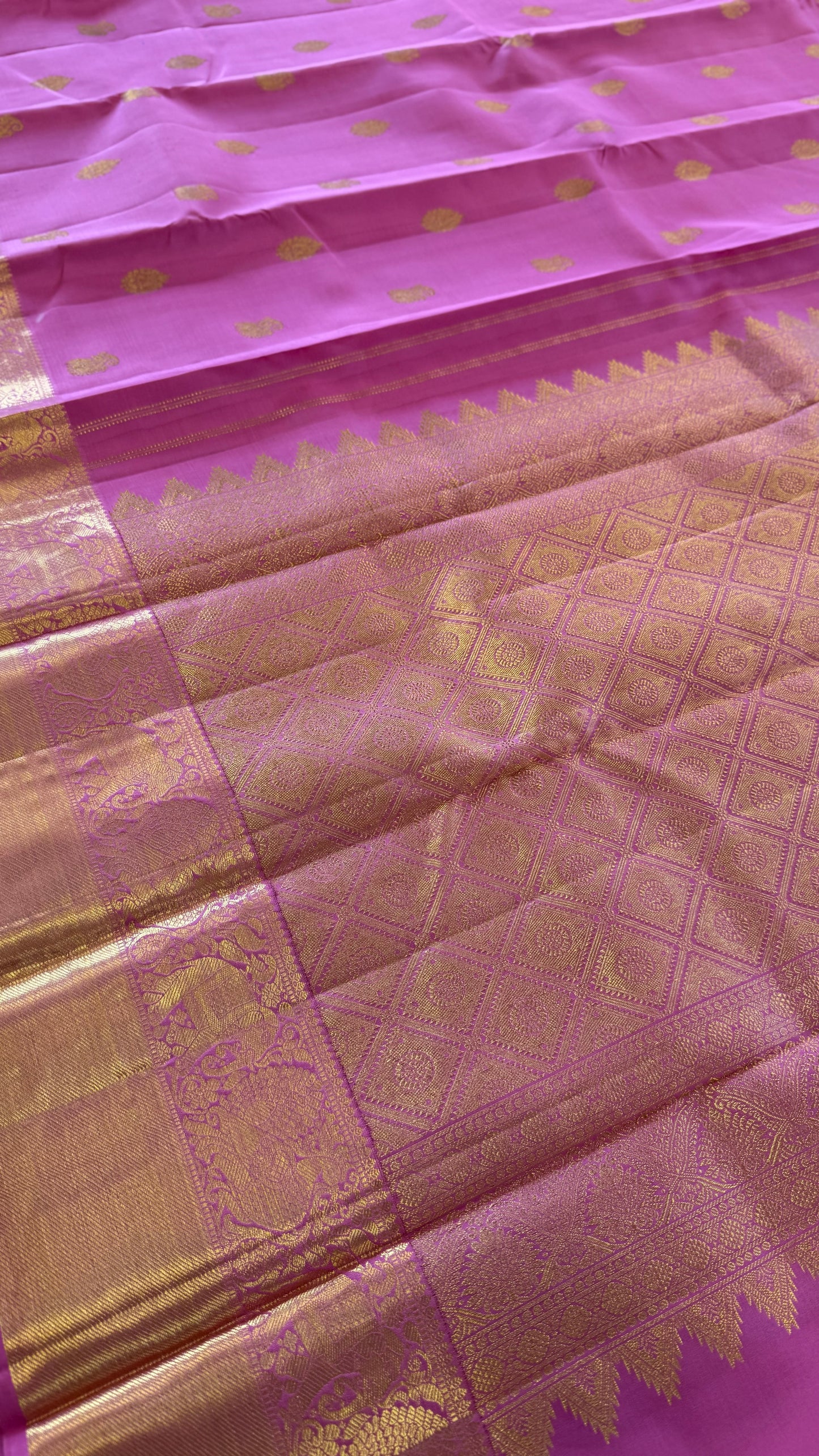 CANDY PINK GOLD ZARI HANDLOOM KANICHIPURAM SILK SAREE (KSS148)