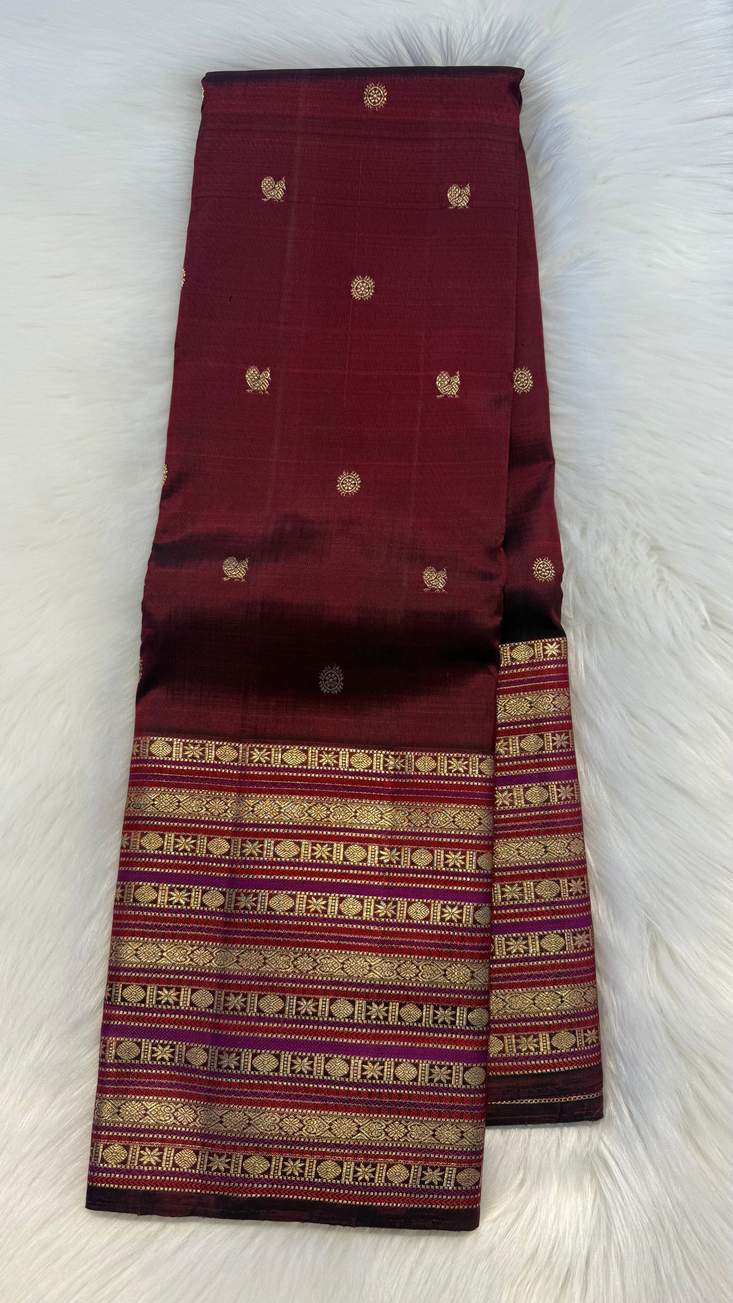 WINE RED PURE KANICHIPURAM HANDLOOM SILK SAREE (KSS130)