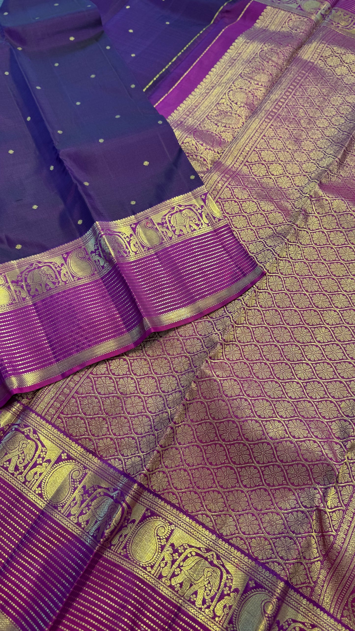 DARK PURPLE WITH VADAMALLI PURPLE GOLD ZARI HANDLOOM KANICHIPURAM SILK SAREE (KSS249)