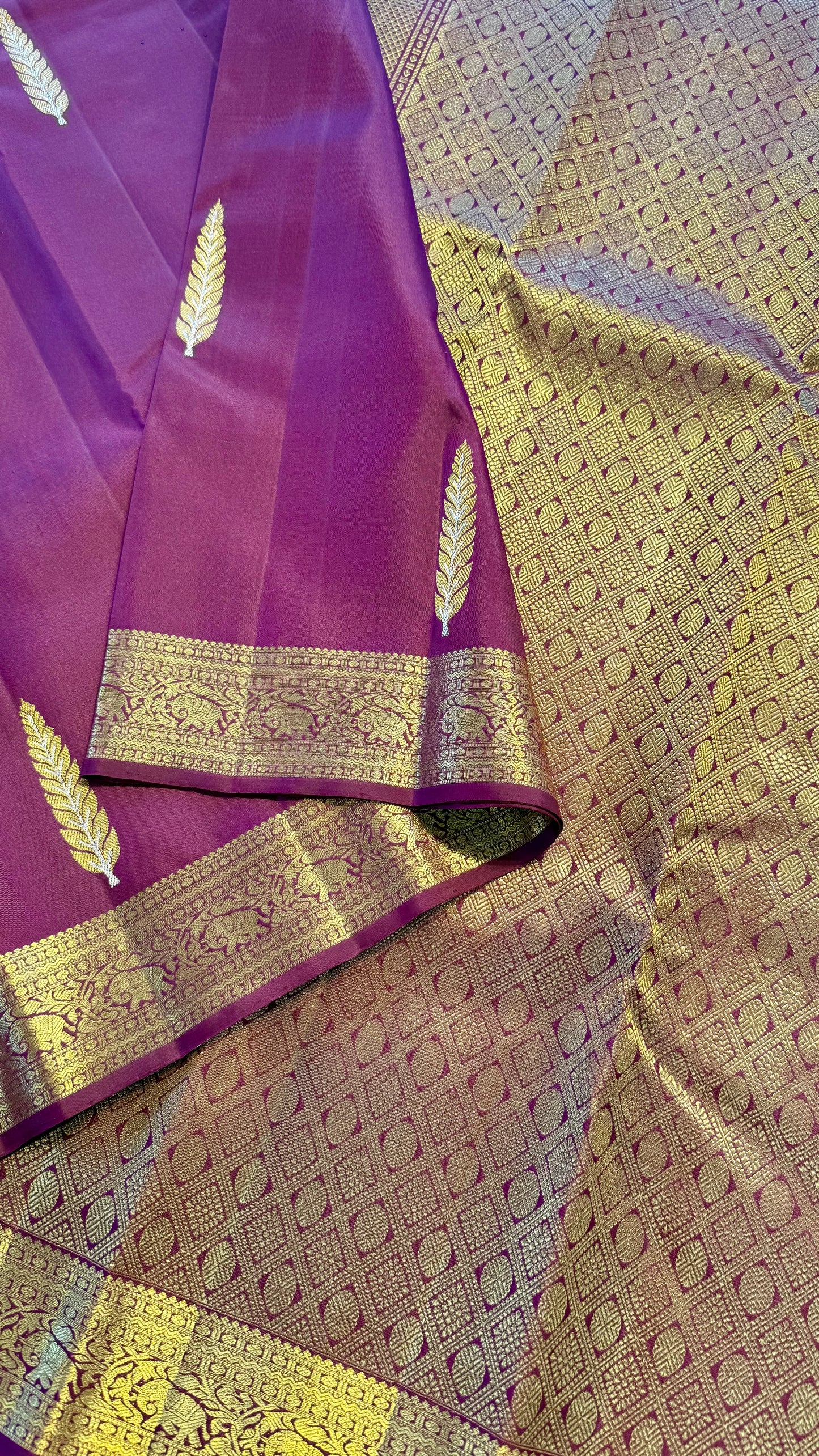 DARK PURPLE GOLD ZARI HANDLOOM KANICHIPURAM SILK SAREE (KSS208)