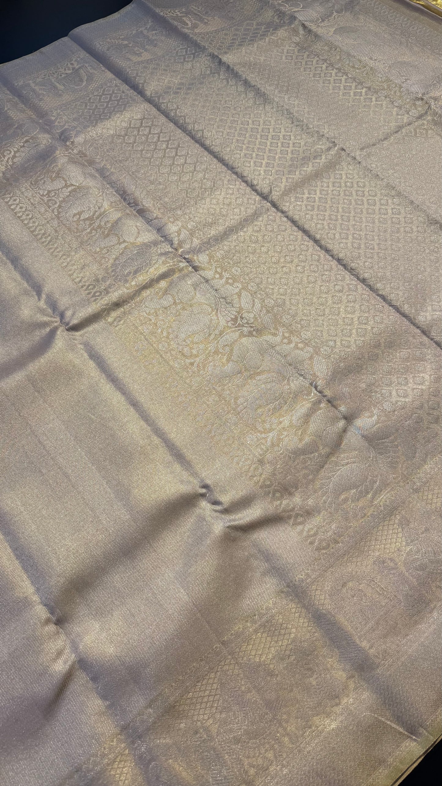 PALE GOLD FULL ZARI HANDLOOM KANCHIPURAM SILK SAREE (KSS441)