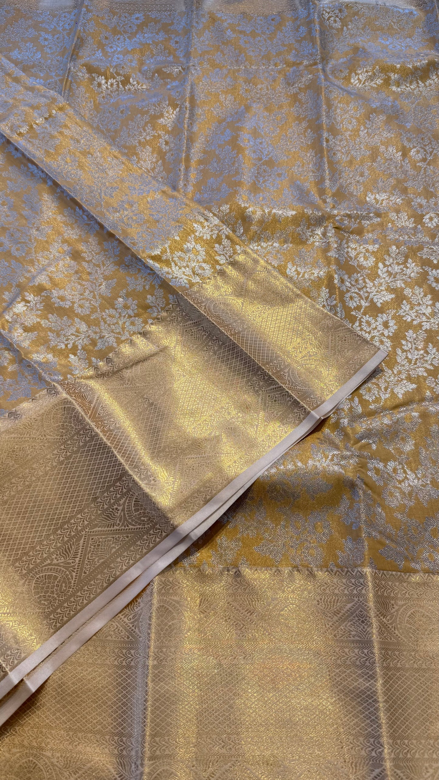 AMBER GOLD SEMI SILK KANICHIPURAM SILK SAREE (SSKS13)