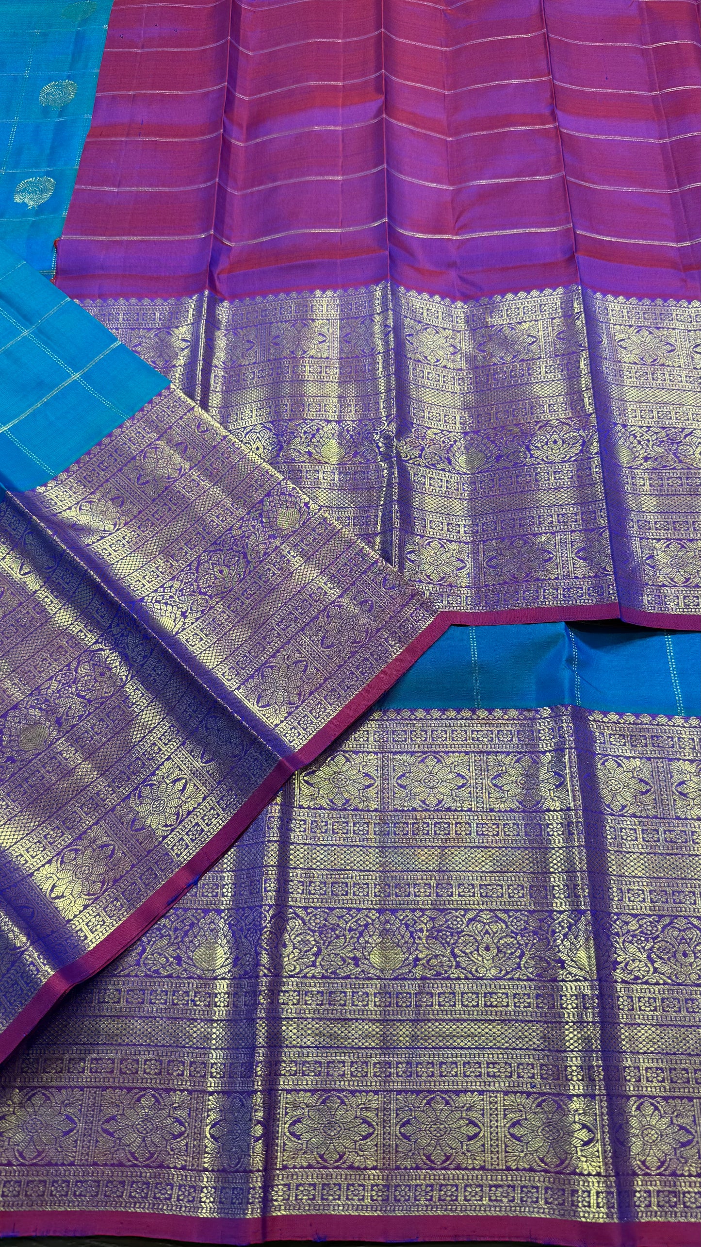 BLUISH GREEN HANDLOOM KANCHIPURAM SILK SAREE(KSS 587)