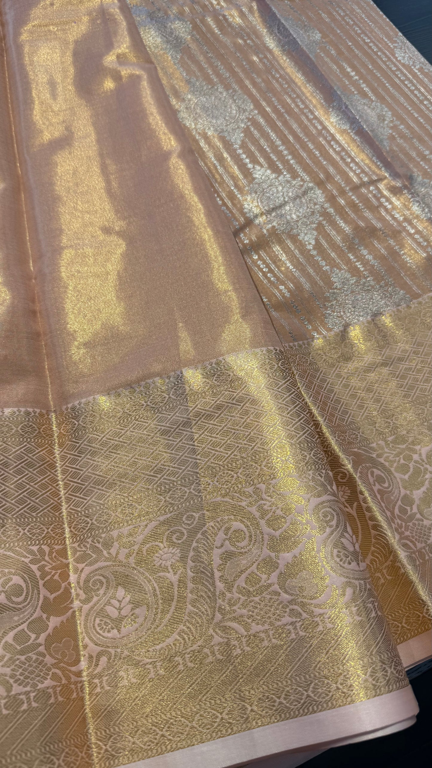 PEACH SEMI SILK KANICHIPURAM SILK SAREE (SSKS19)