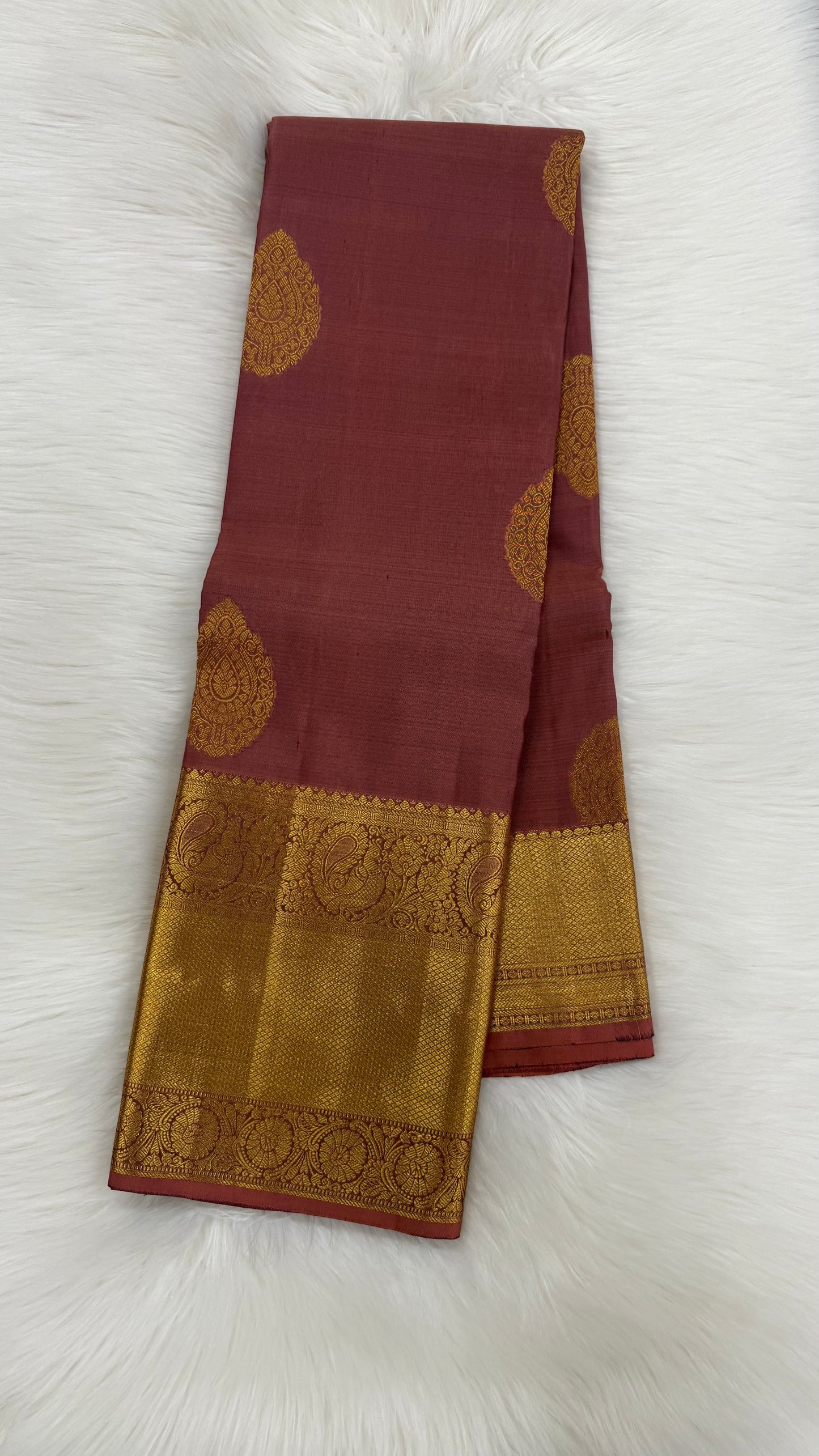 DUAL TONE PURPLE & ORANGE HANDLOOM PURE KANICHIPURAM SILK SAREE (KSS218)