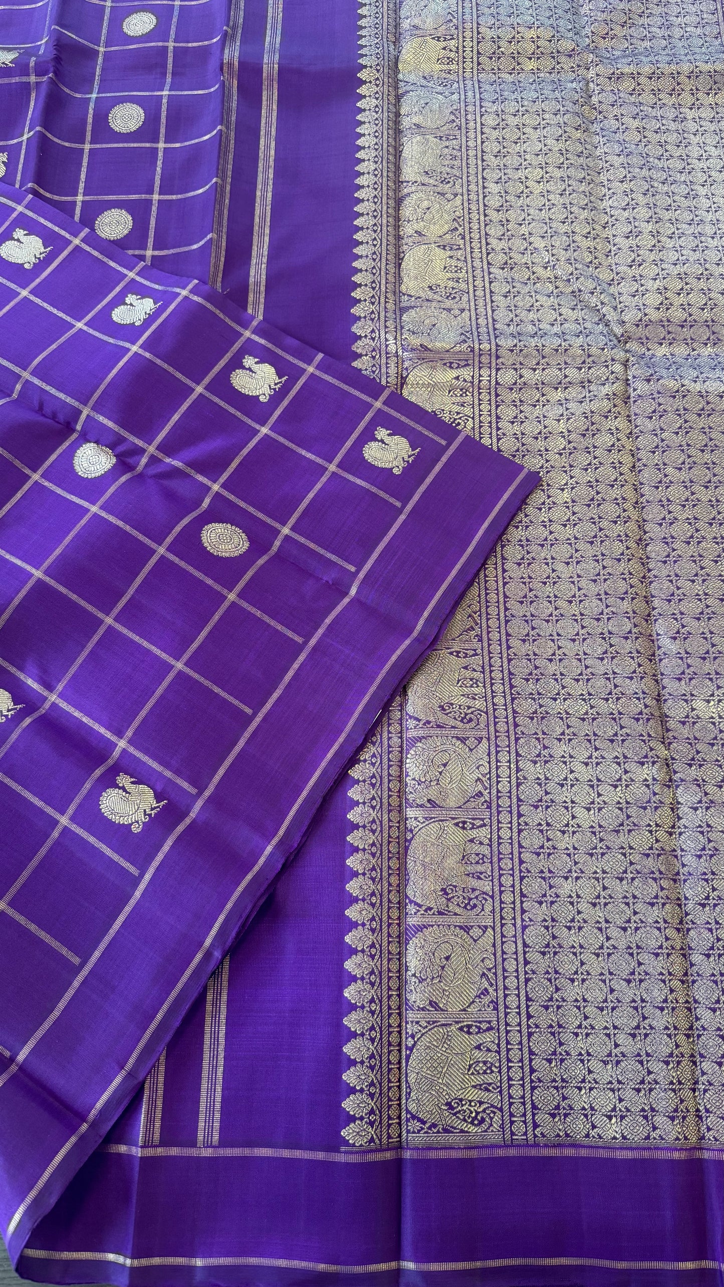 ROYAL PURPLE GOLD ZARI HANDLOOM KANICHIPURAM SILK SAREE (KSS217)