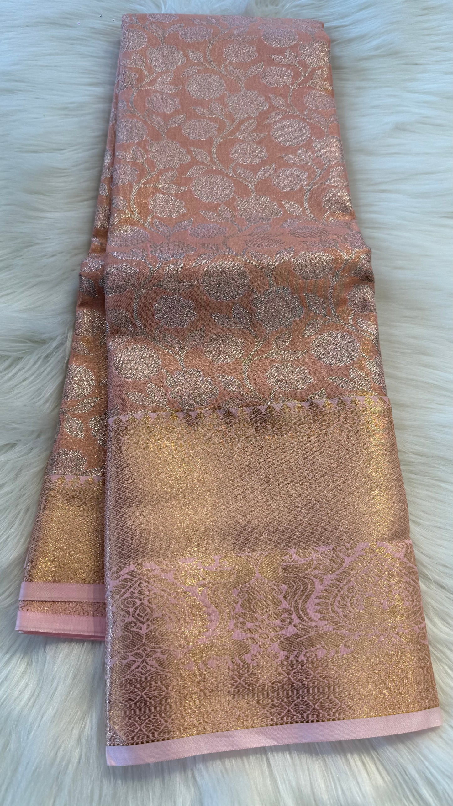 PASTEL PINK SEMI SILK KANICHIPURAM SILK SAREE (SSKS10)