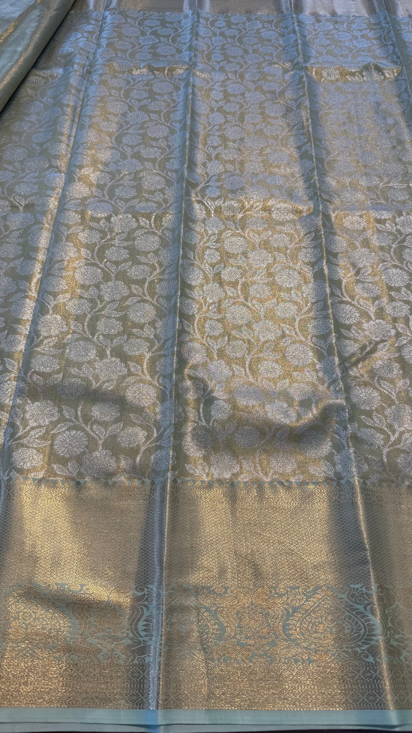 TURQUOISE SEMI SILK KANICHIPURAM SILK SAREE (SSKS25)