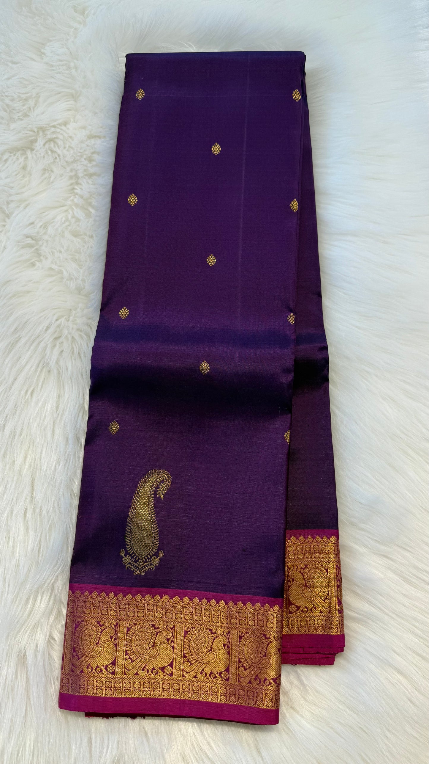 PURPLE WITH CONTRAST VADAMALLI PURPLE GOLD ZARI HANDLOOM KANCHIPURAM SILK SAREE (KSS162)