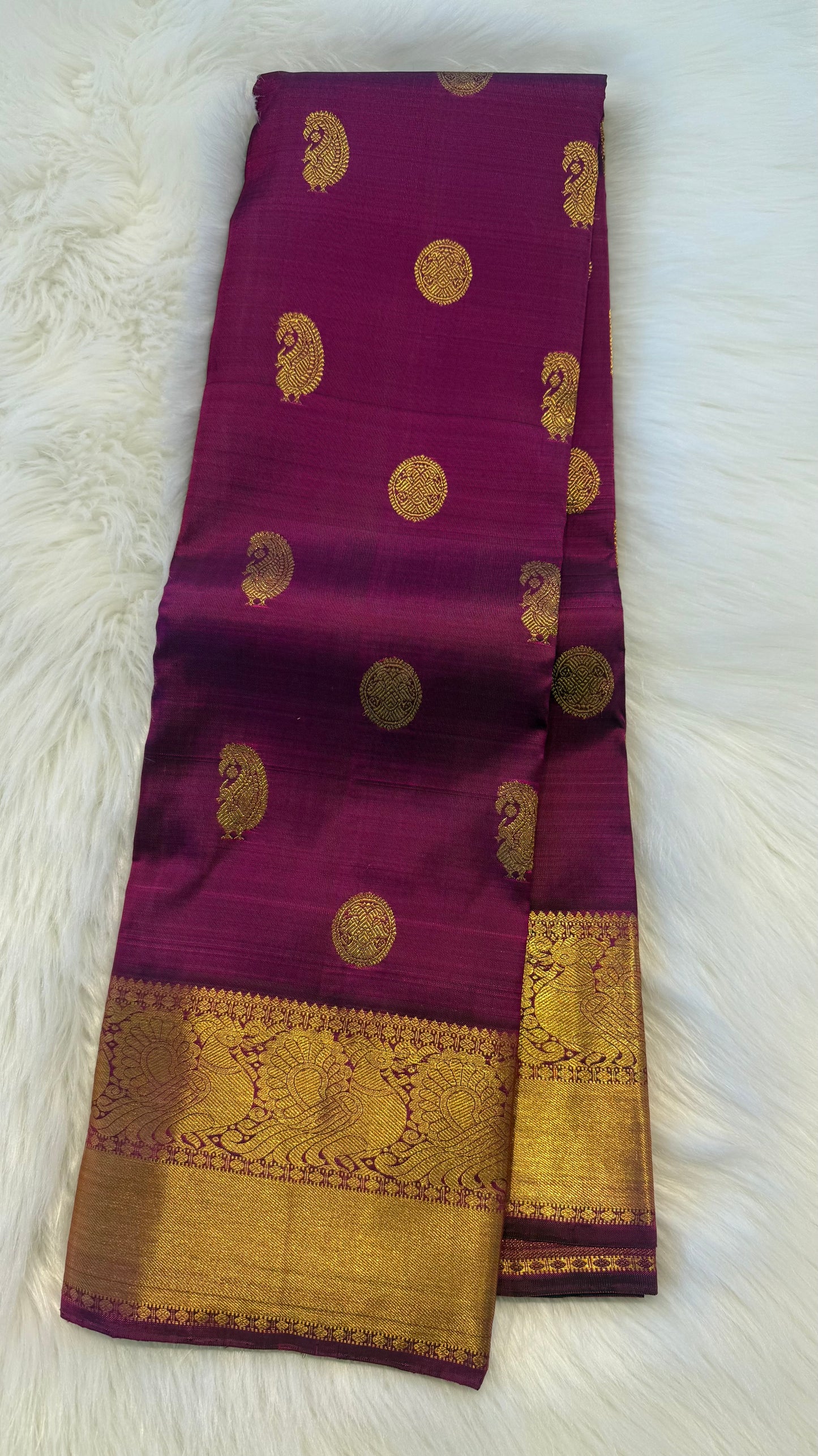 ROYAL PURPLE GOLD ZARI HANDLOOM KANCHIPURAM SILK SAREE (KSS107)