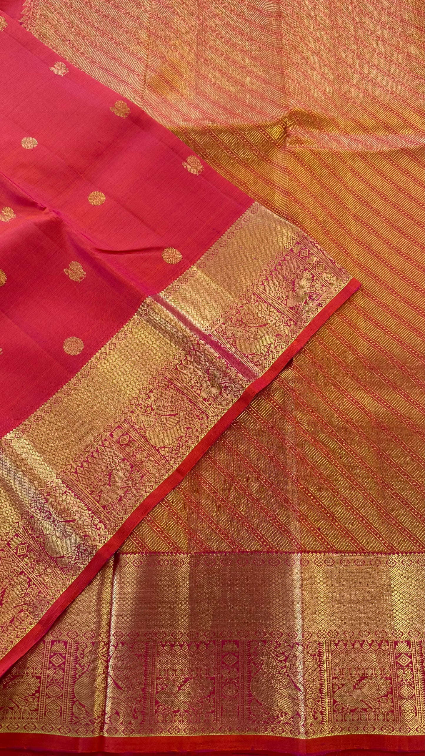 KANAKAMBARAM ORANGE GOLD ZARI HANDLOOM KANICHIPURAM SILK SAREE (KSS177)