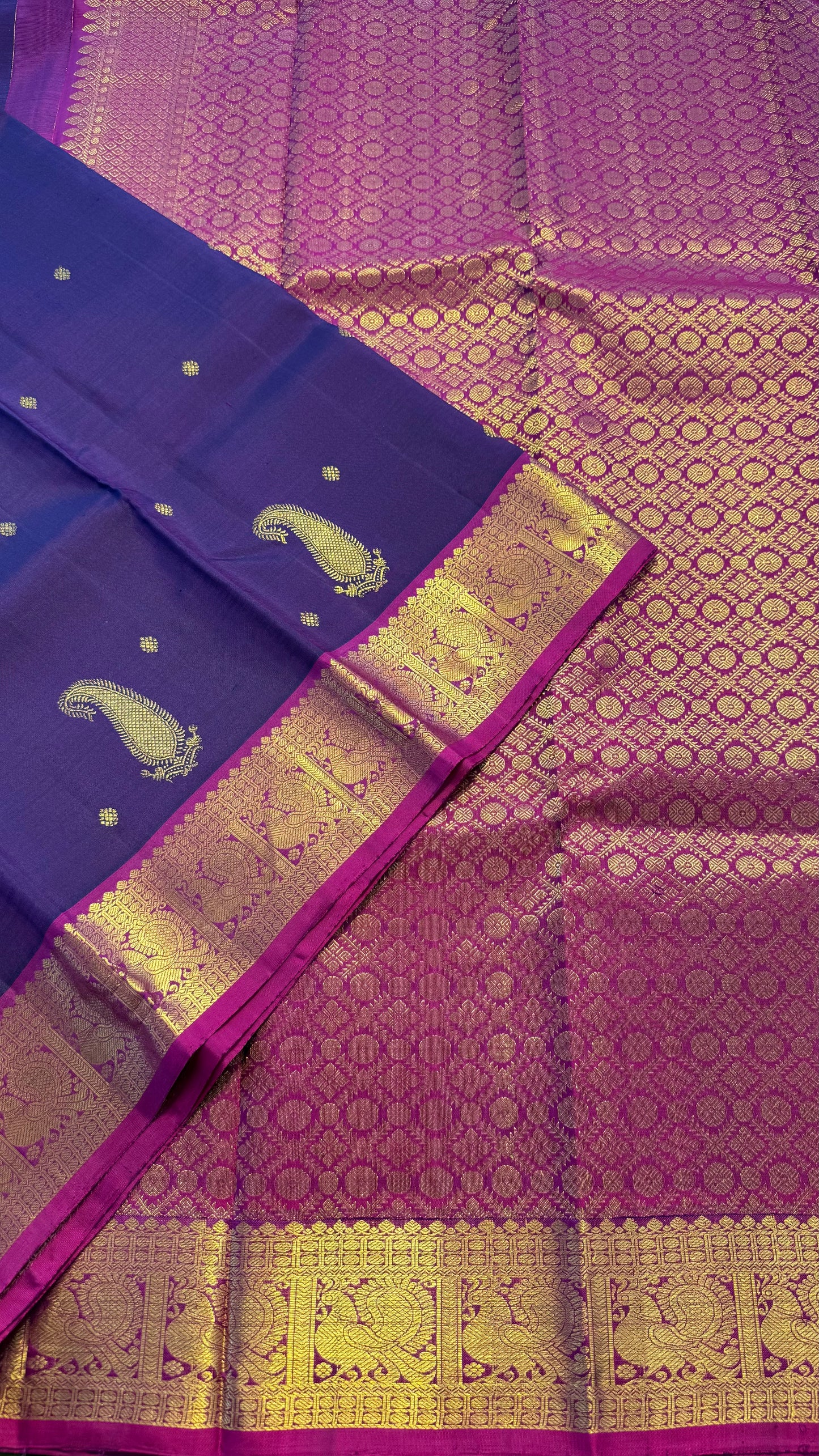 PURPLE WITH CONTRAST VADAMALLI PURPLE GOLD ZARI HANDLOOM KANCHIPURAM SILK SAREE (KSS162)