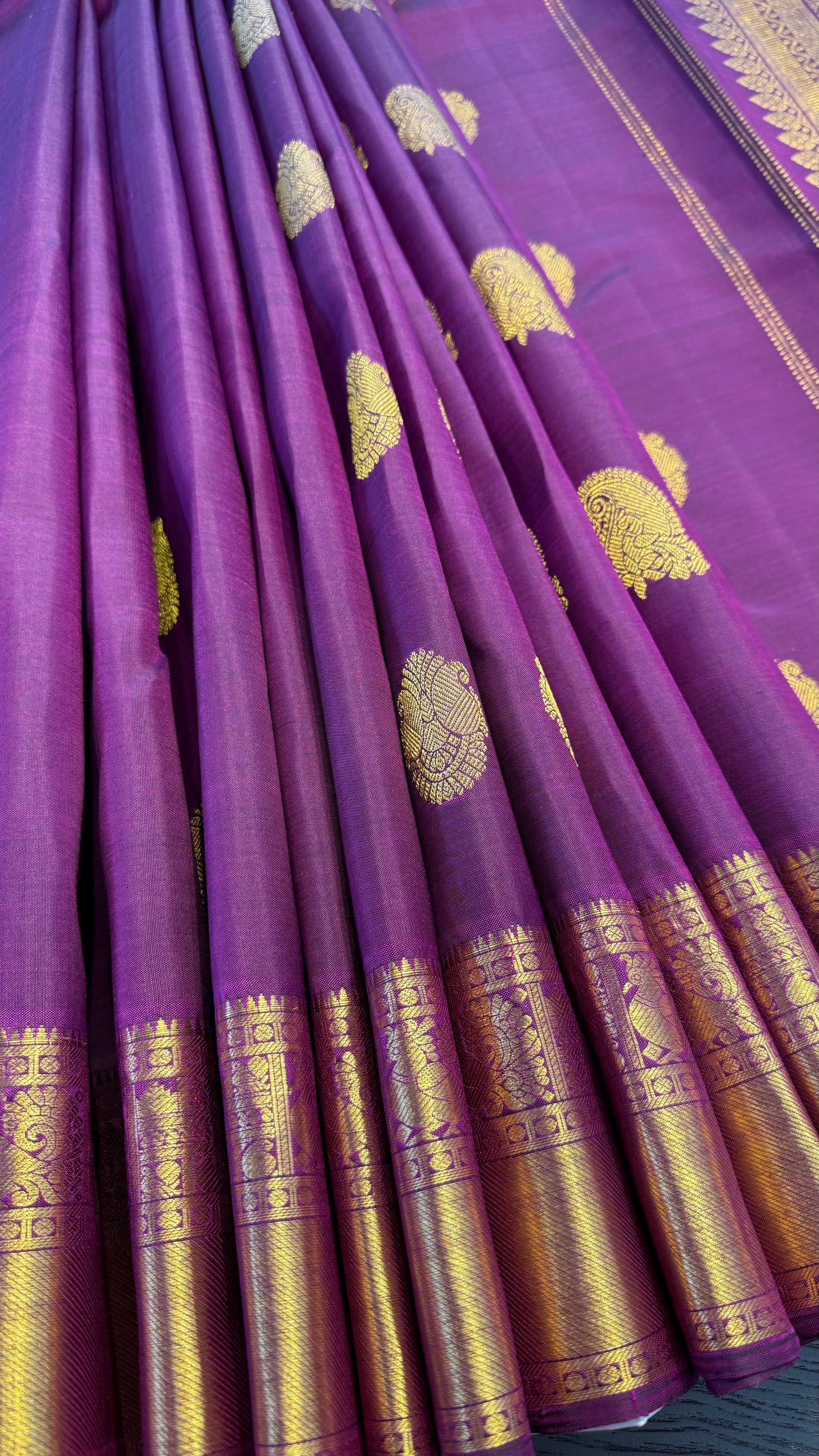 VADAMALI PURPLE GOLD ZARI HANDLOOM KANCHIPURAM SILK SAREE (KSS73)