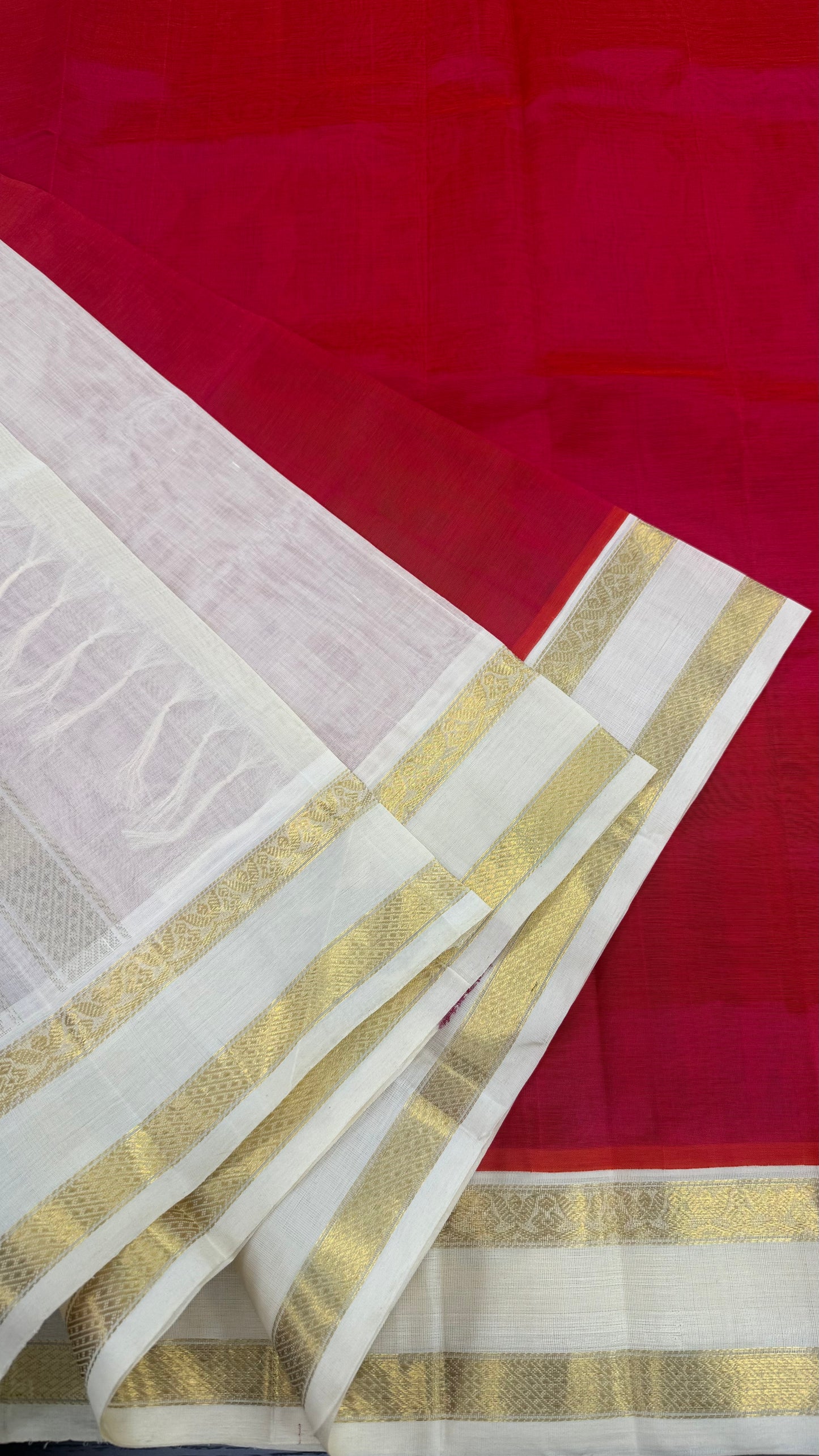 DUAL TONE PINK WITH CONTRAST CREAM KANCHIPURAM SILK COTTON (KSC89)