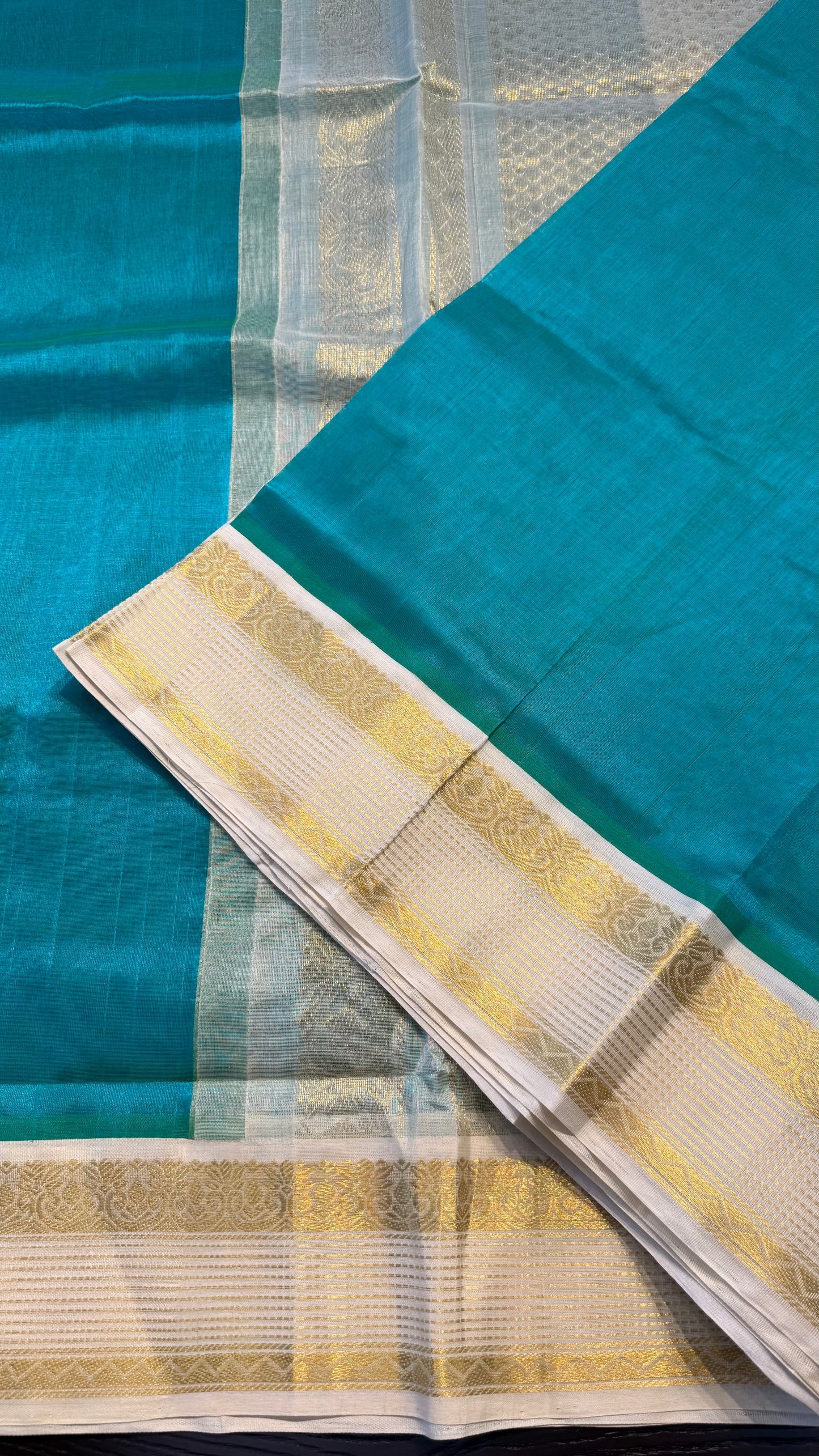 MINT GREEN WITH OFF WHITE HANDLOOM KANCHIPURAM SILK COTTON (KSC123)