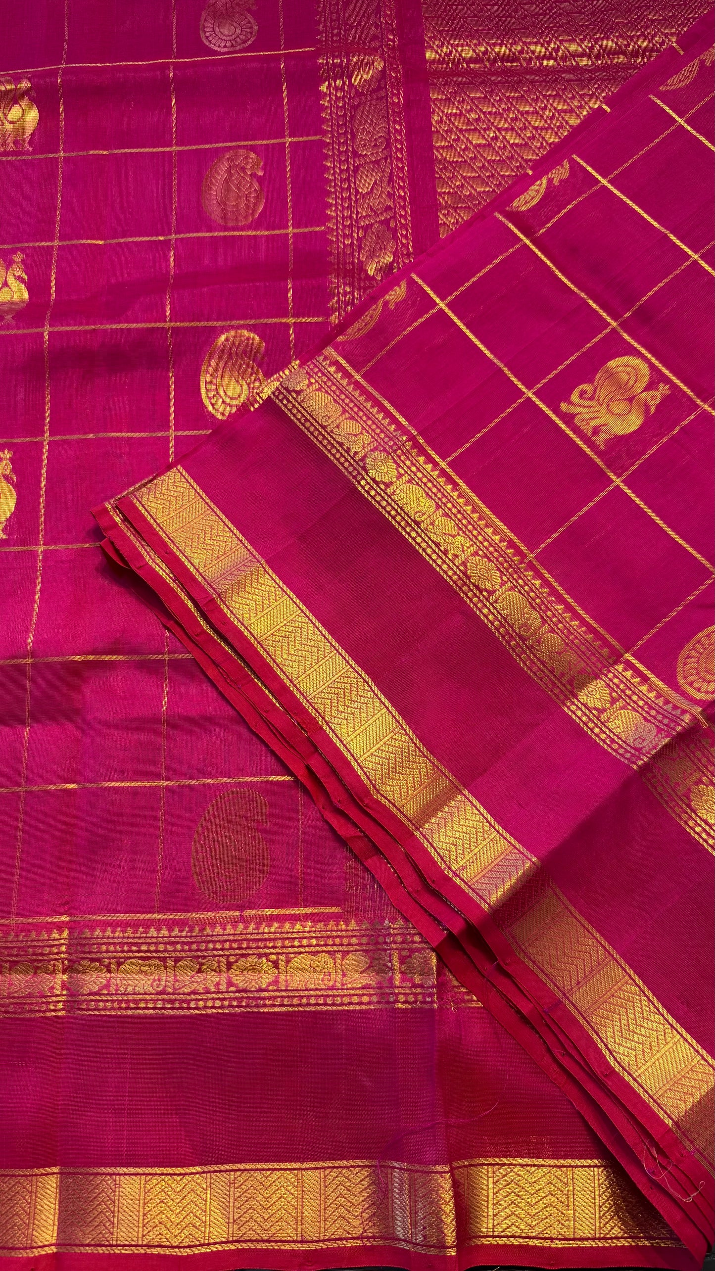 PINK KATTAM HANDLOOM KANCHIPURAM SILK COTTON (KSC129)