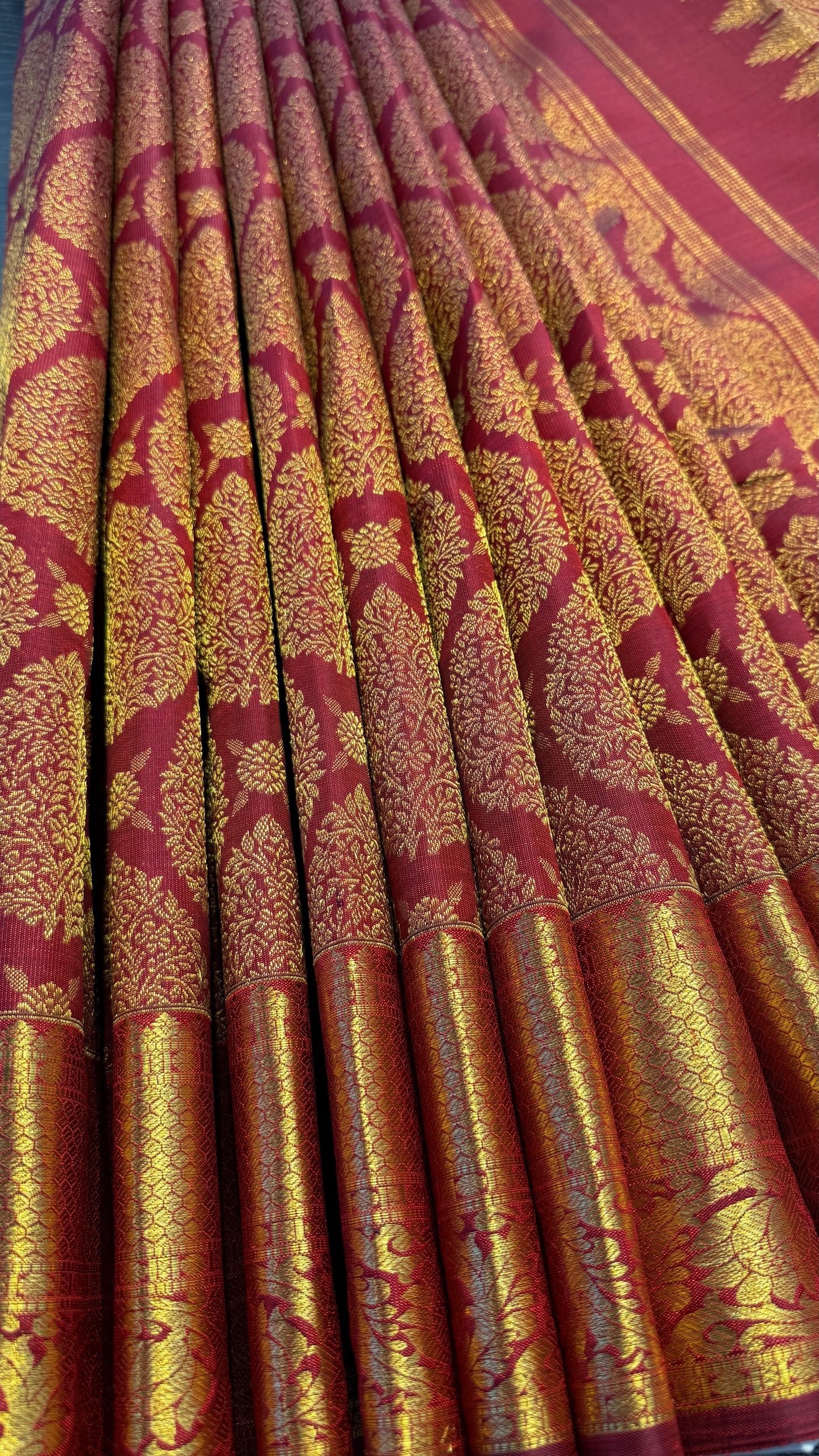 MAROON GOLD FULL ZARI HANDLOOM KANICHIPURAM SILK SAREE (KSS198)I