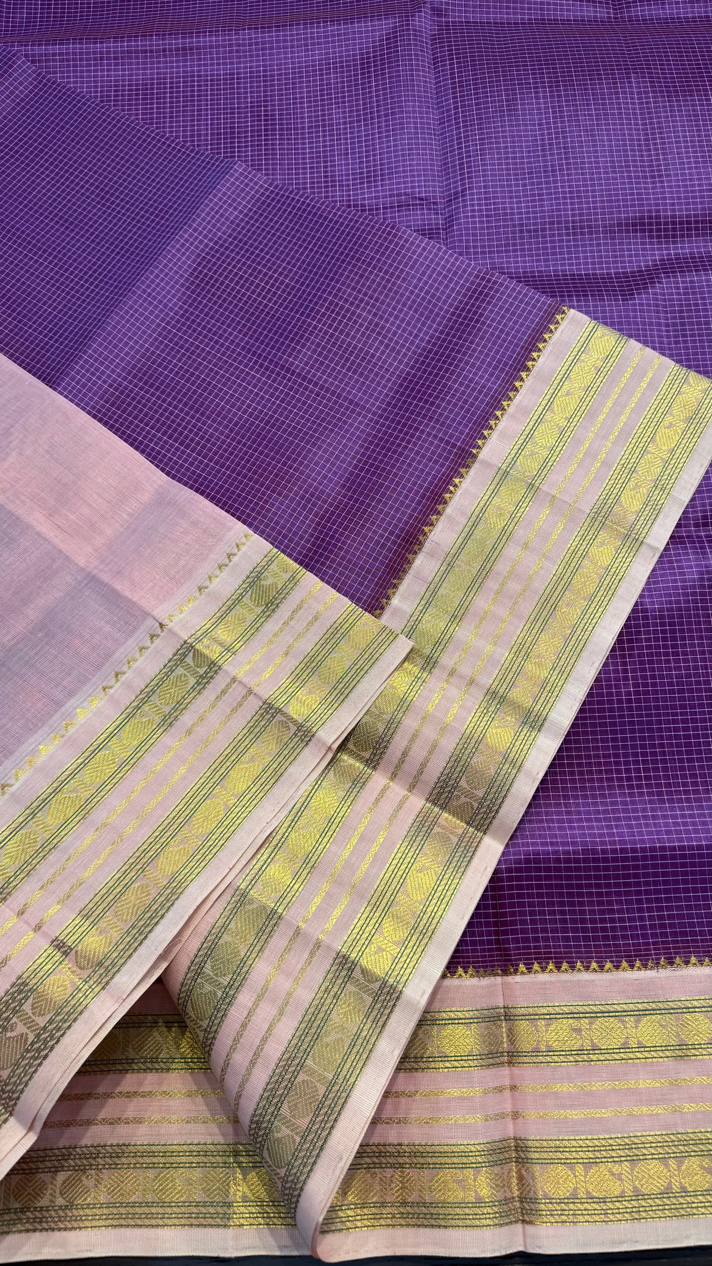 KATTAM VIOLET WITH CONTRAST LIGHT PINK KANCHIPURAM SILK COTTON (KSC22)