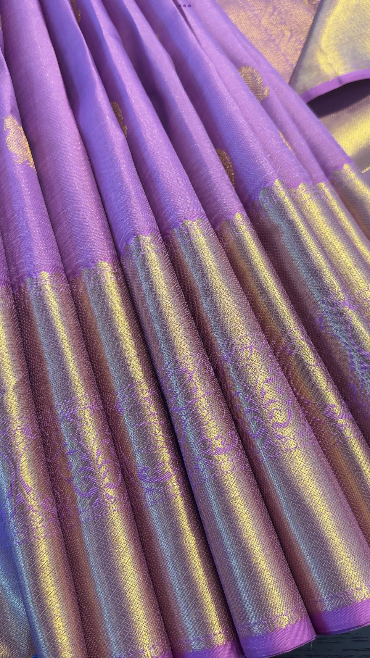 LIGHT PASTEL PURPLE SELF GOLD ZARI HANDLOOM KANICHIPURAM SILK SAREE (KSS89)