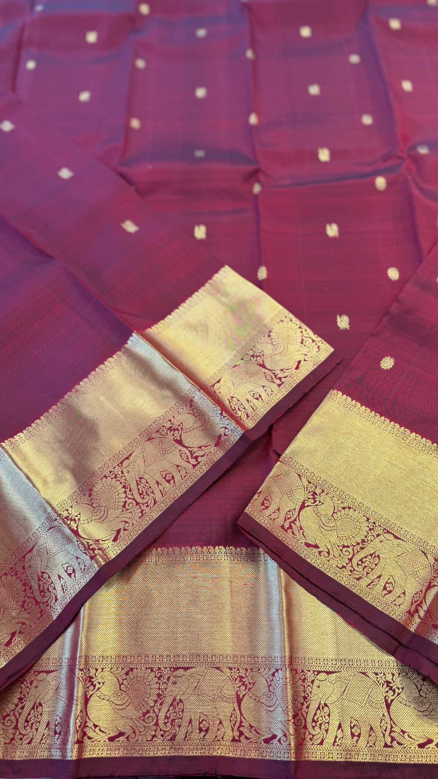 DARK MAROON GOLD ZARI HANDLOOM KANICHIPURAM SILK SAREE (KSS252)